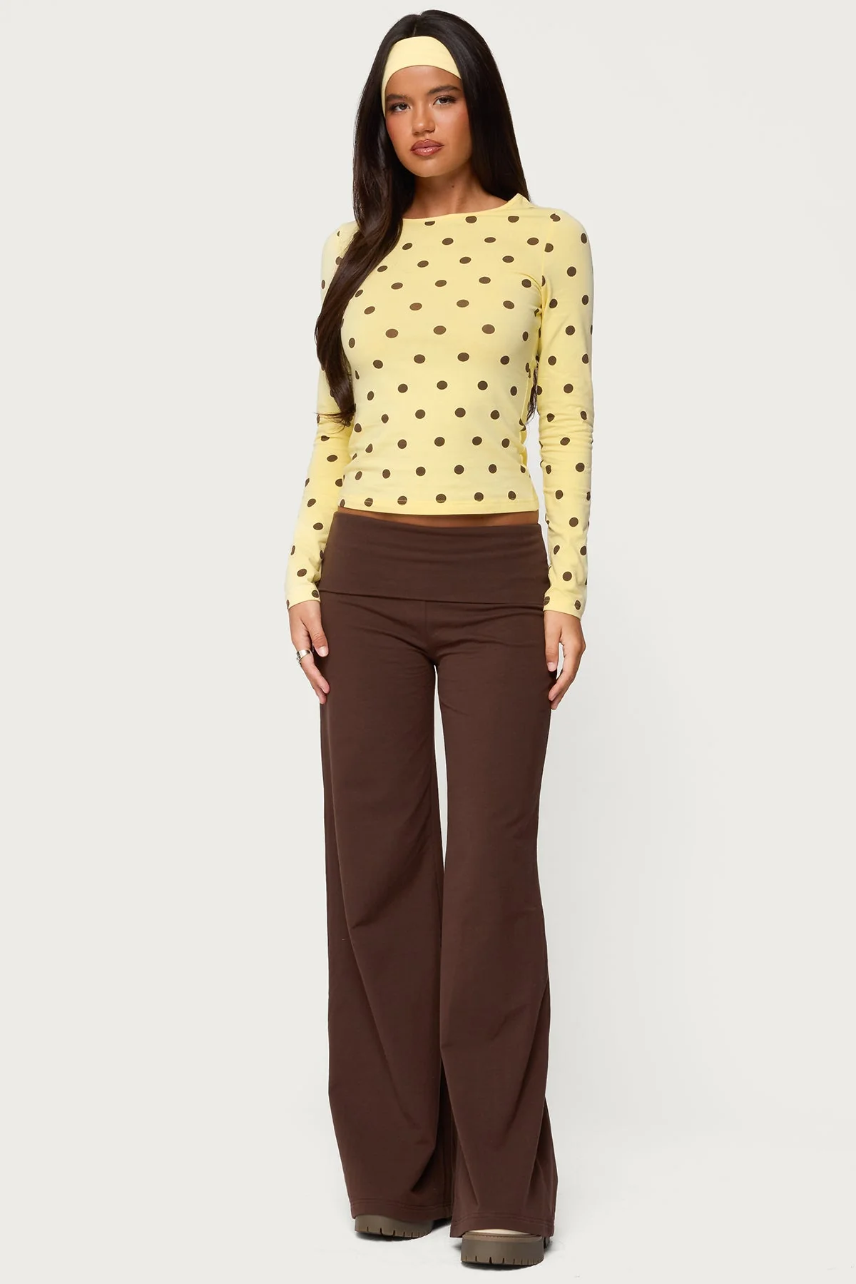 Wide Leg Foldover Trousers - Image 2
