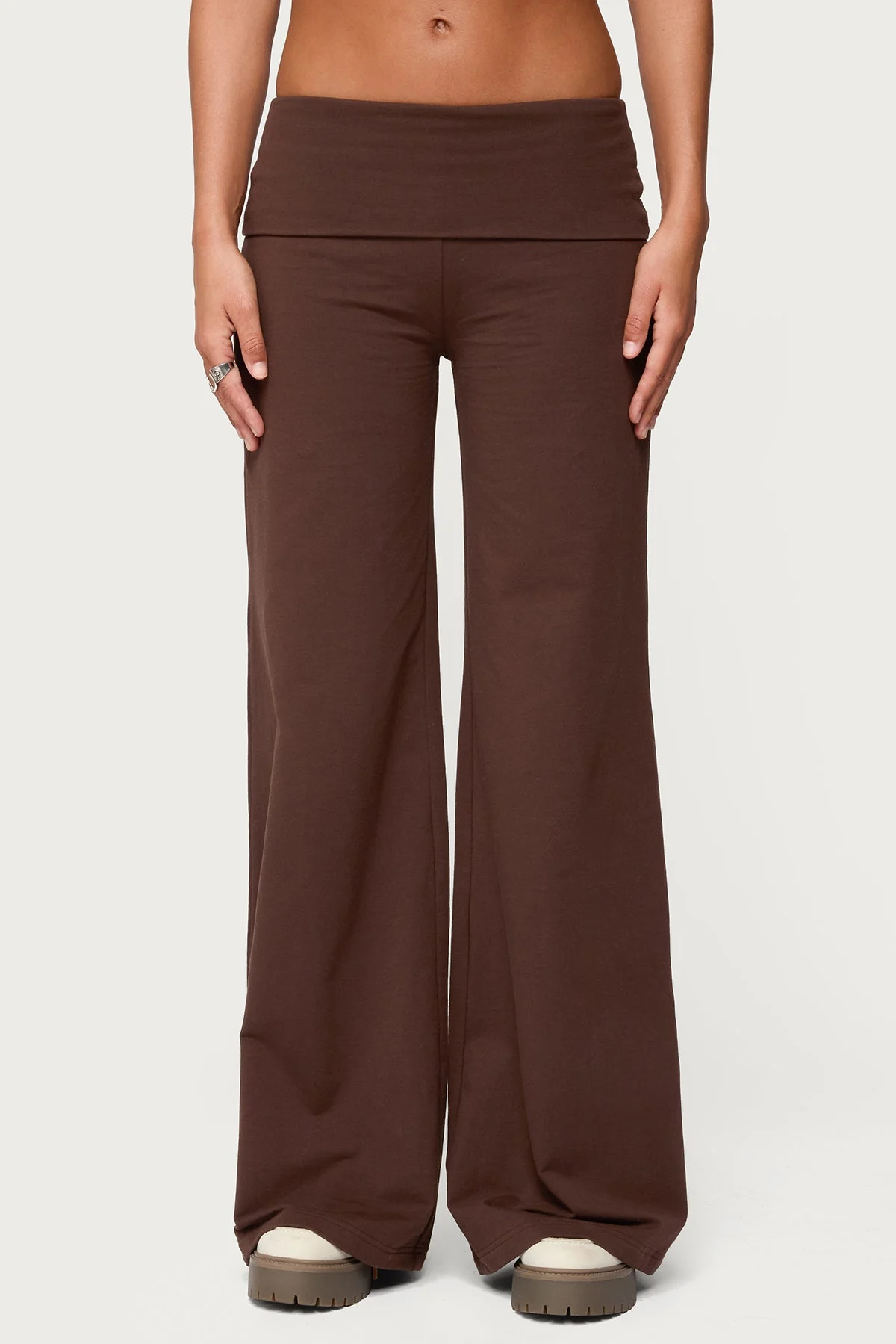 Wide Leg Foldover Trousers - Image 3