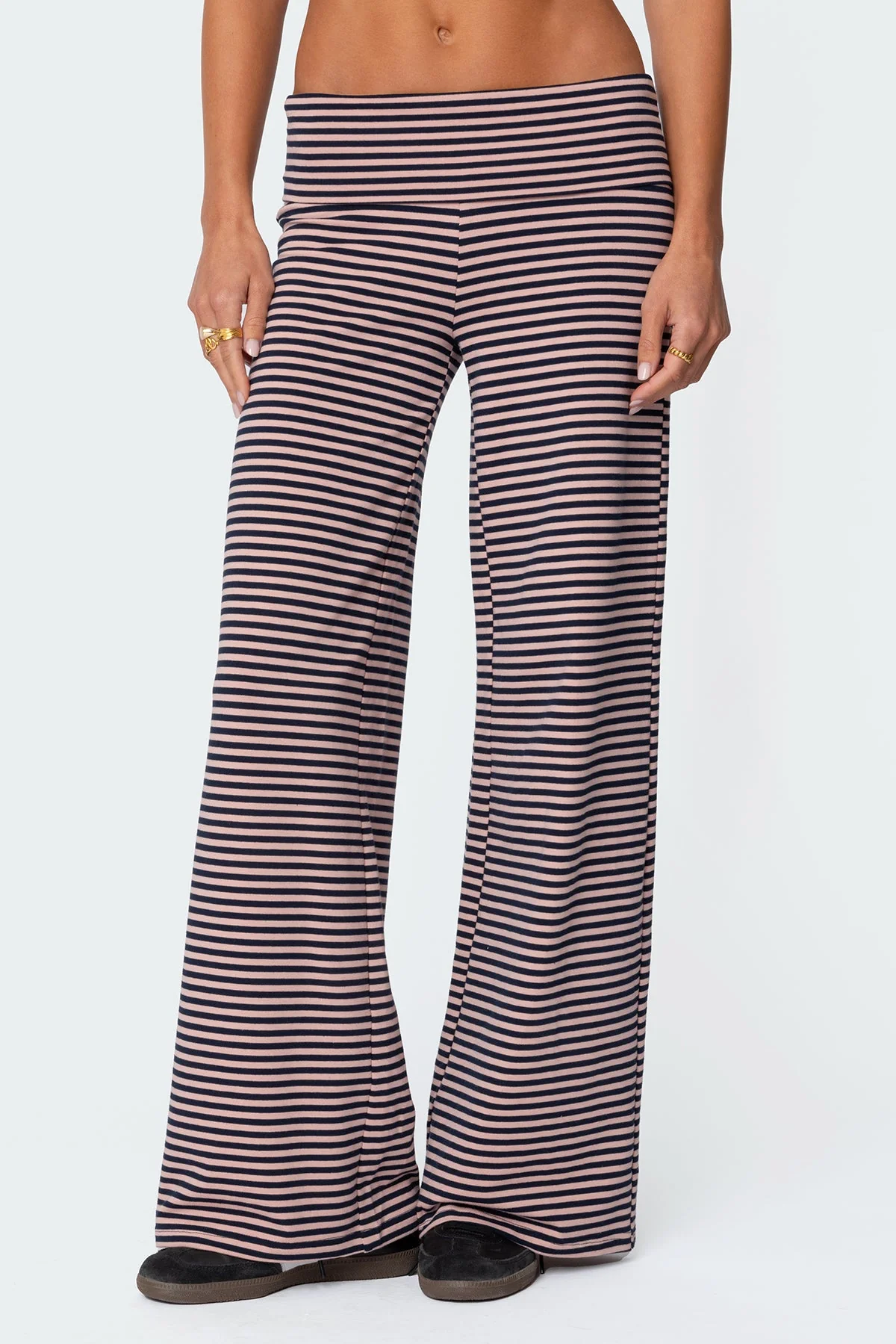 Lilah Striped Fold Over Trousers - Image 2