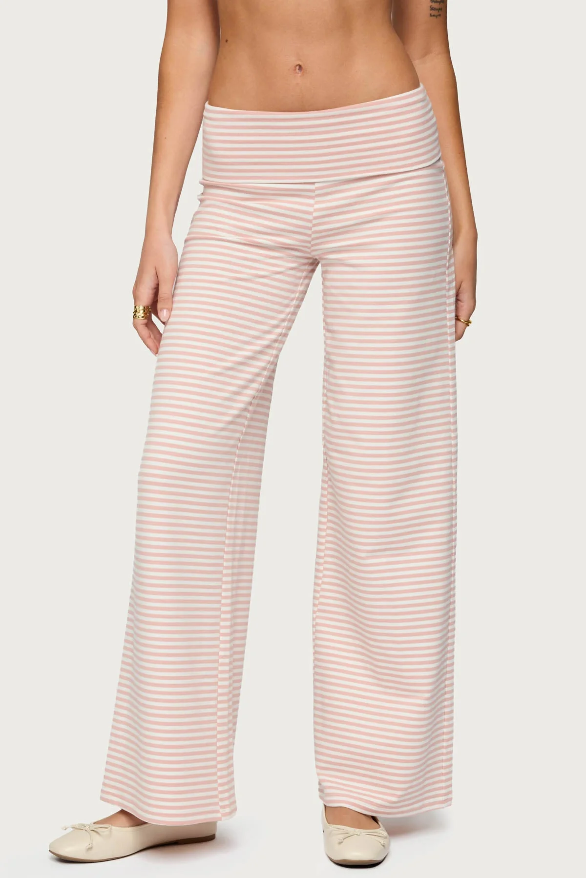 Lilah Striped Fold Over Trousers - Image 2