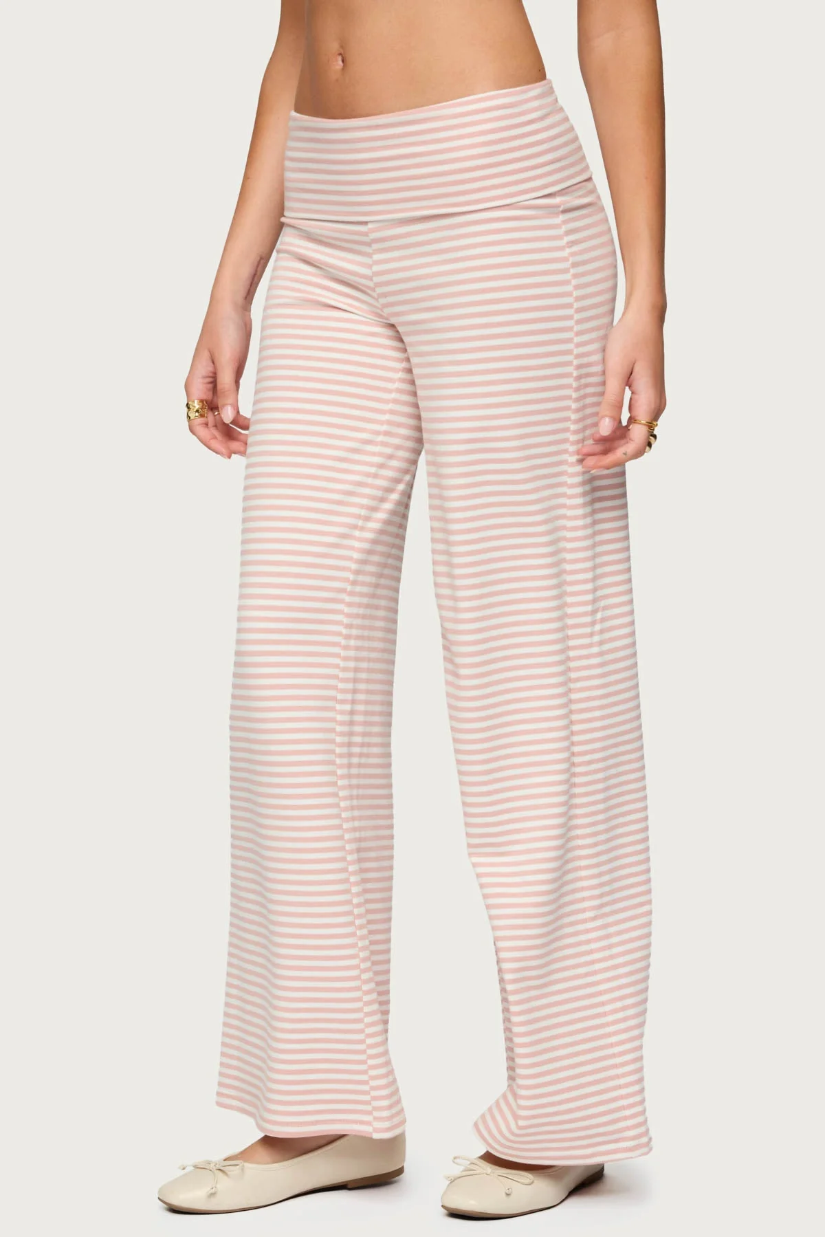 Lilah Striped Fold Over Trousers - Image 4
