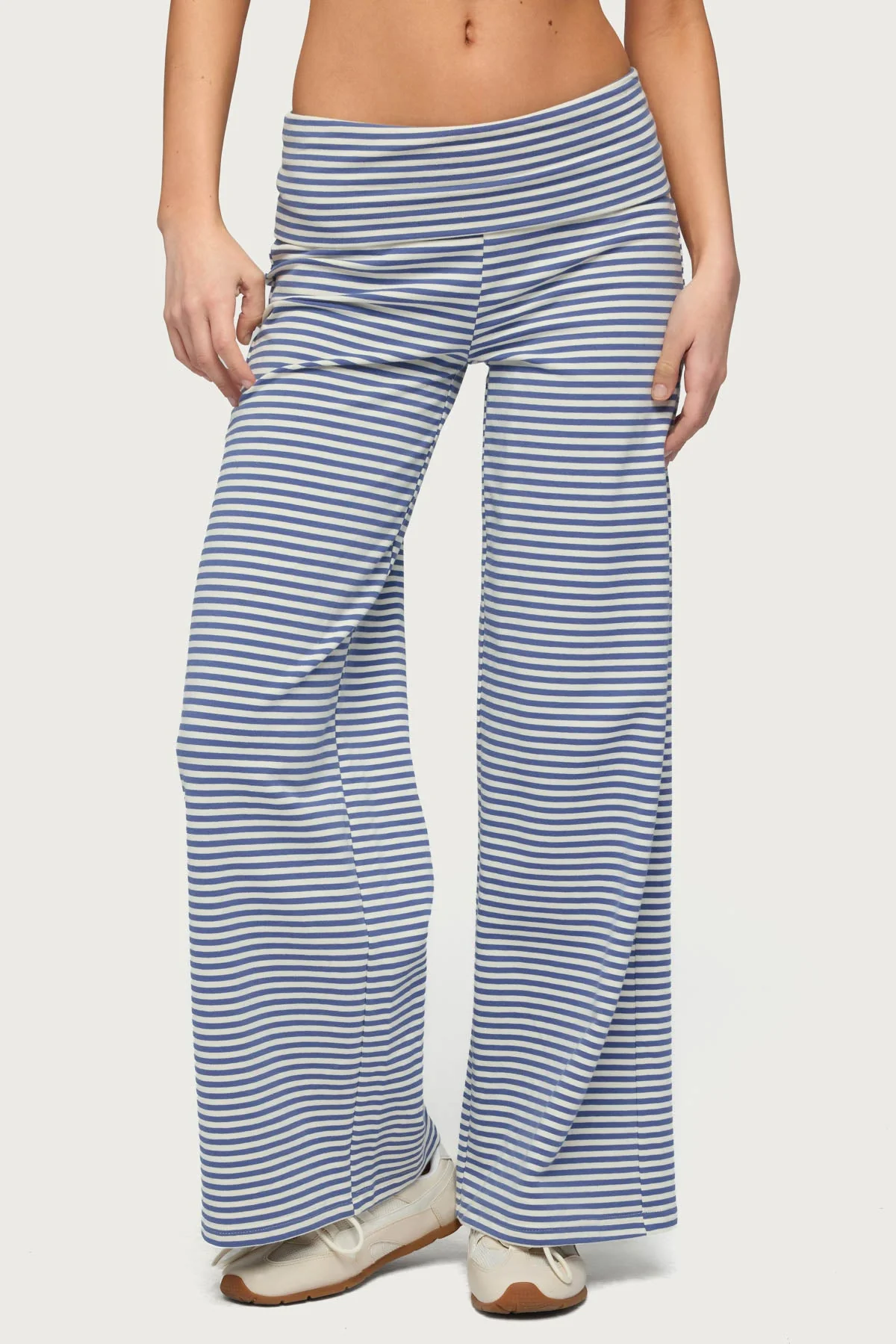 Petite Lilah Striped Fold Over Trousers - Image 2