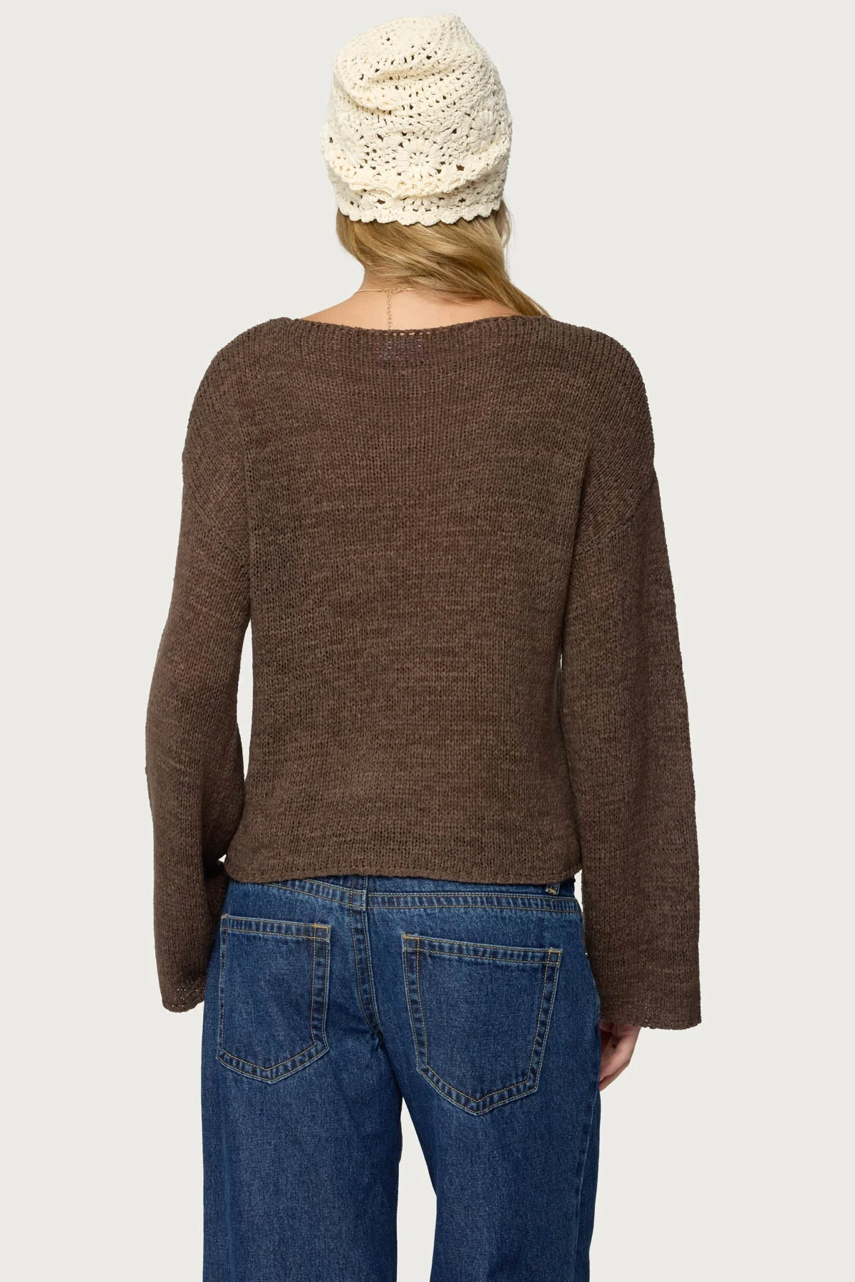 Drop Shoulder Light Knit Sweater - Image 4