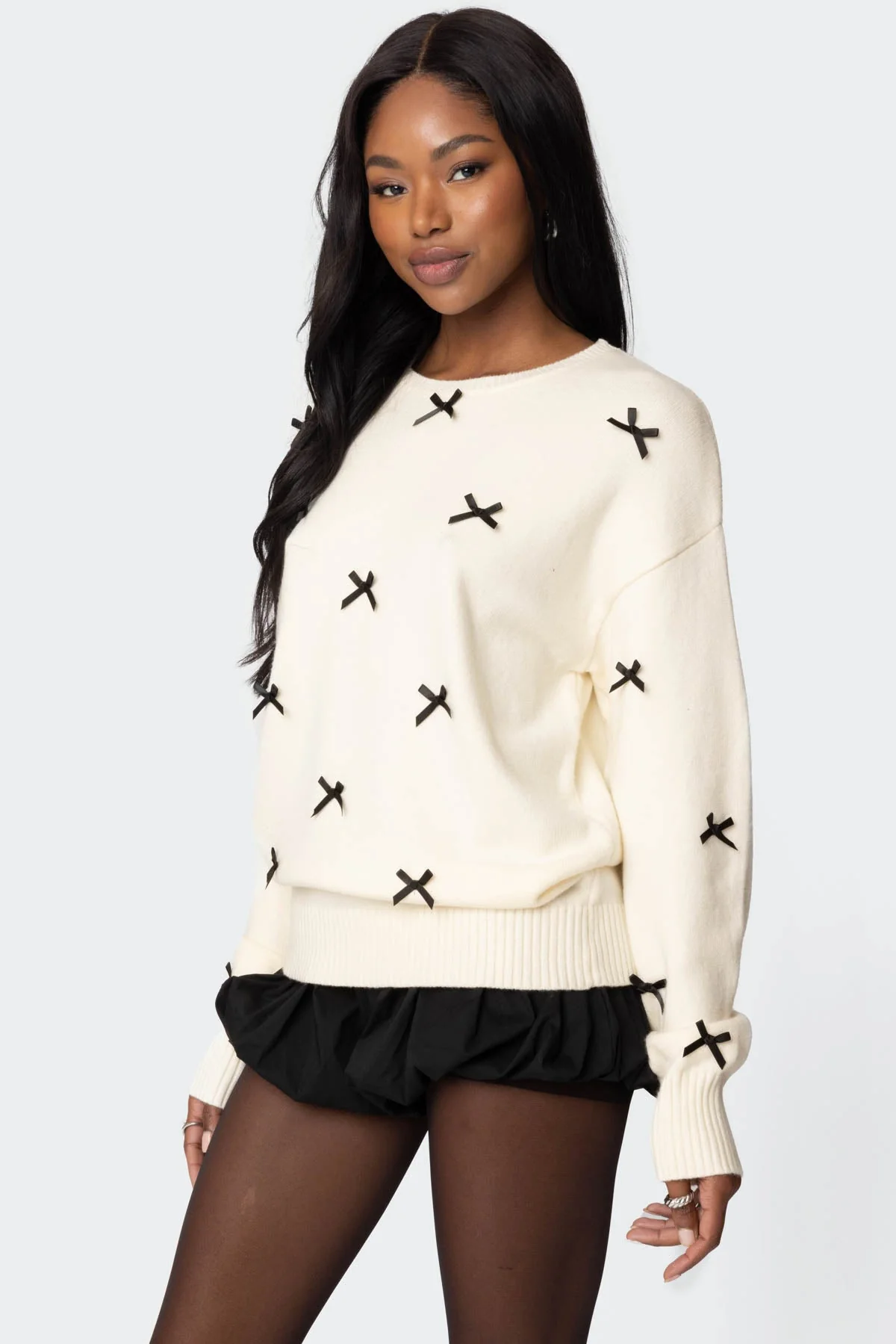 Satin Bow Oversized Sweater - Image 3