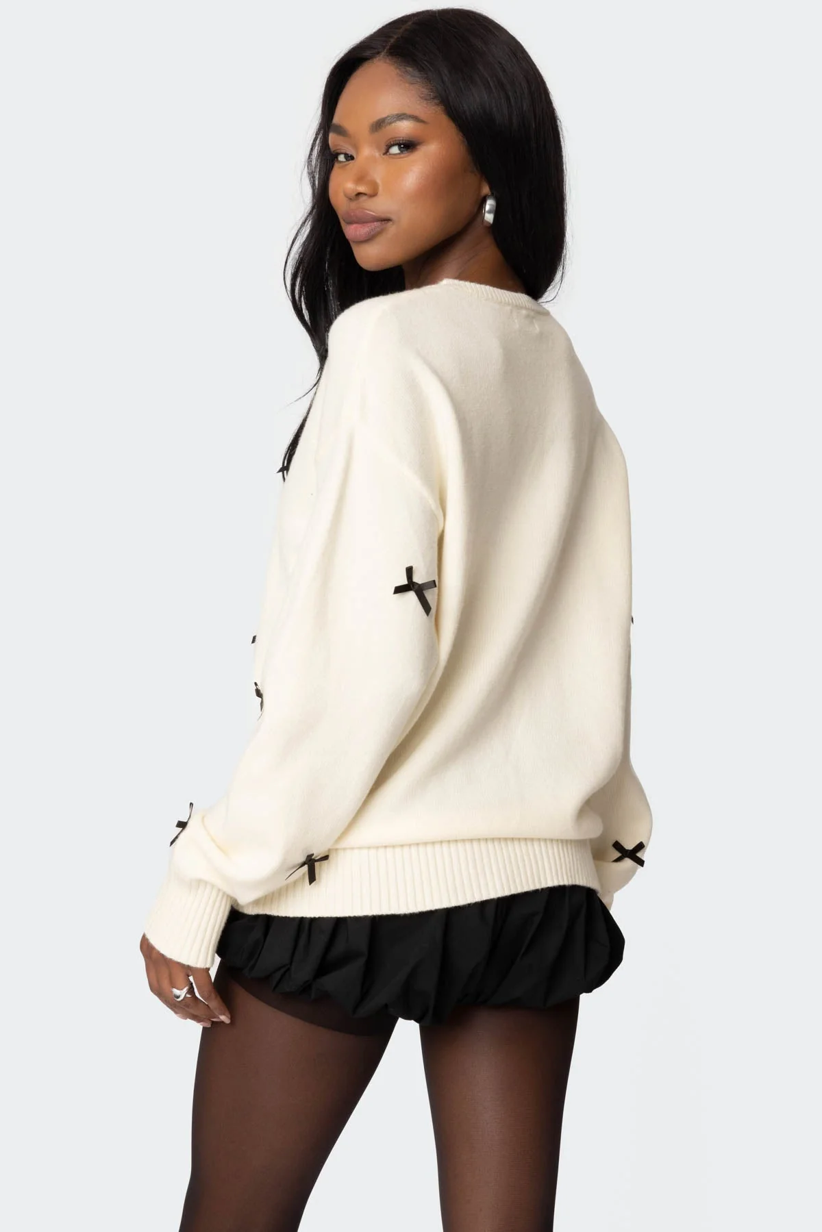 Satin Bow Oversized Sweater - Image 5