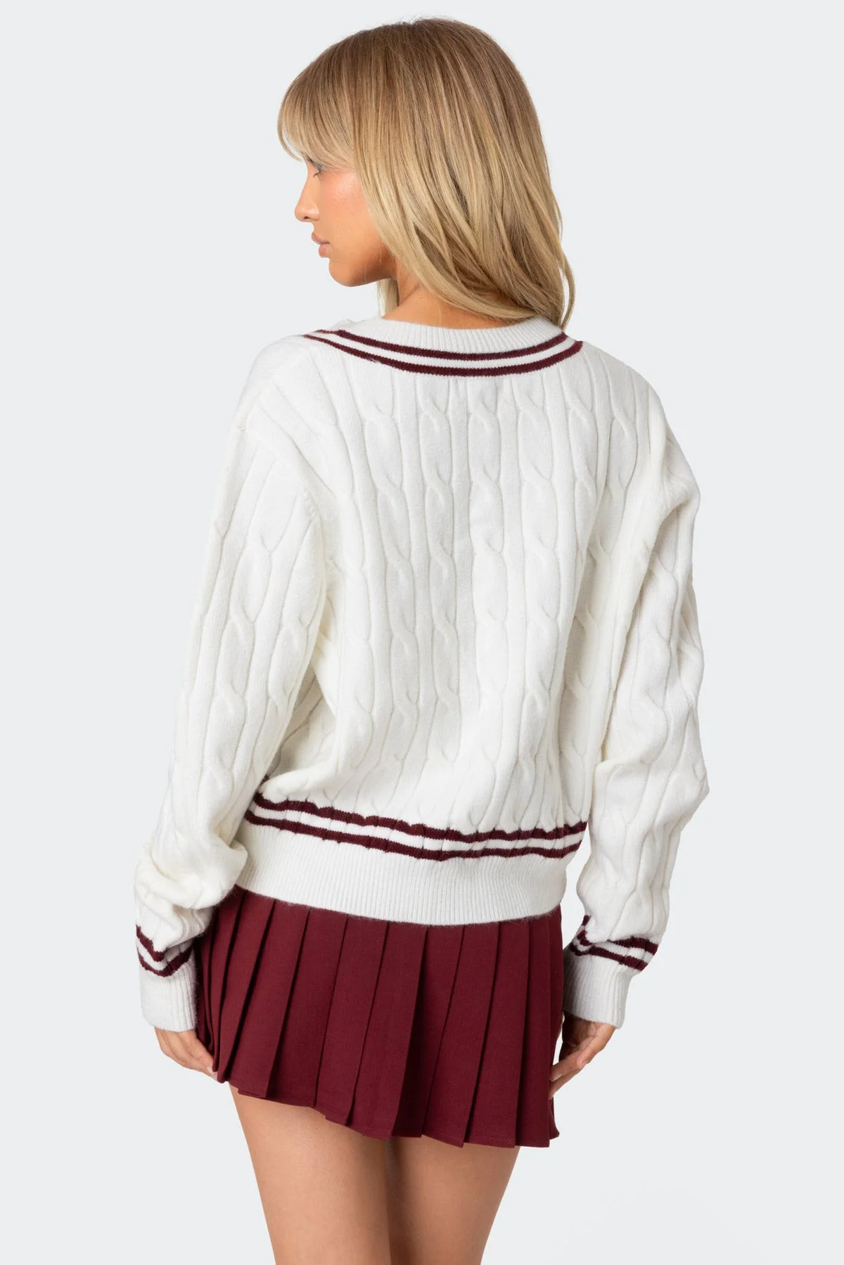 Dean V Neck Cable Sweater - Image 4