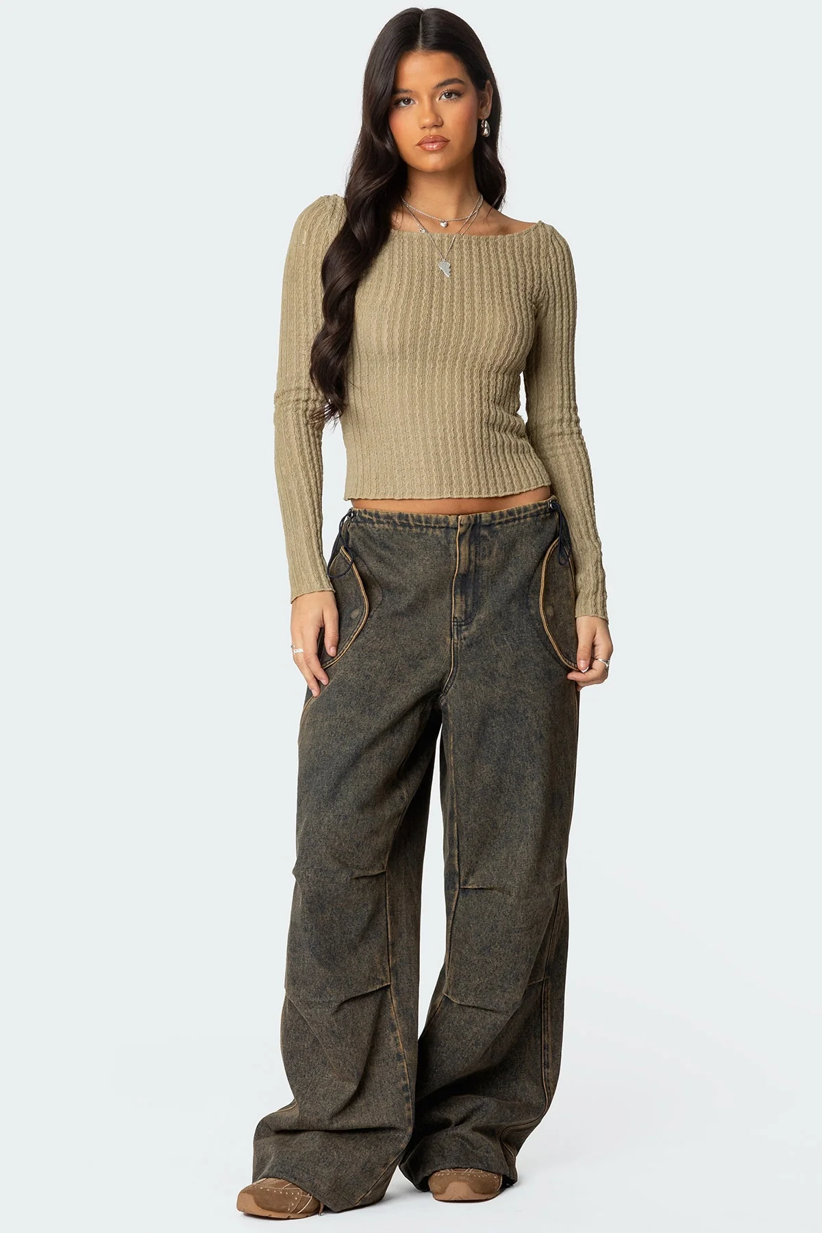 Textured Sheer Boat Neck Top - Image 4