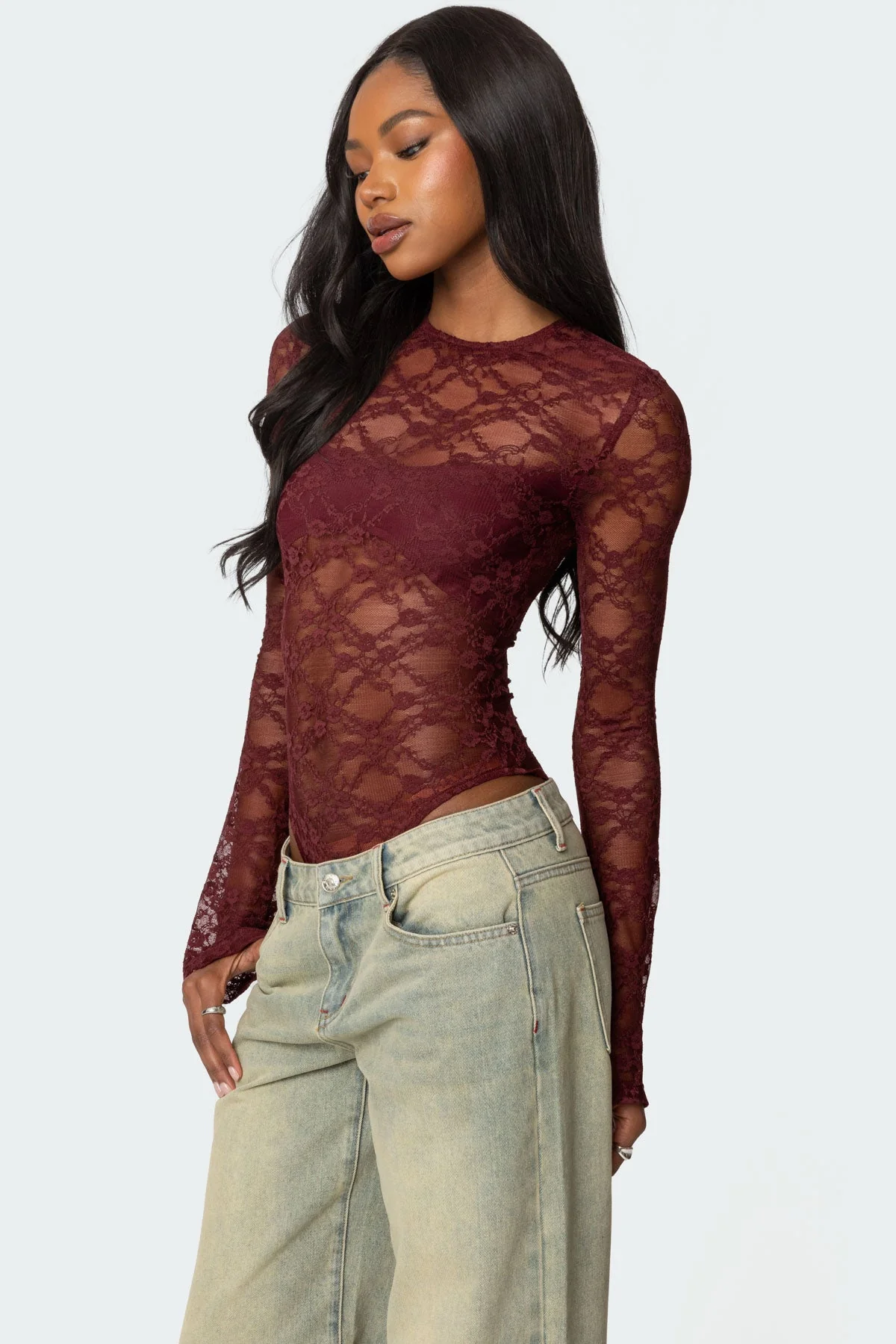 Colette Sheer Lace Bodysuit - Image 3