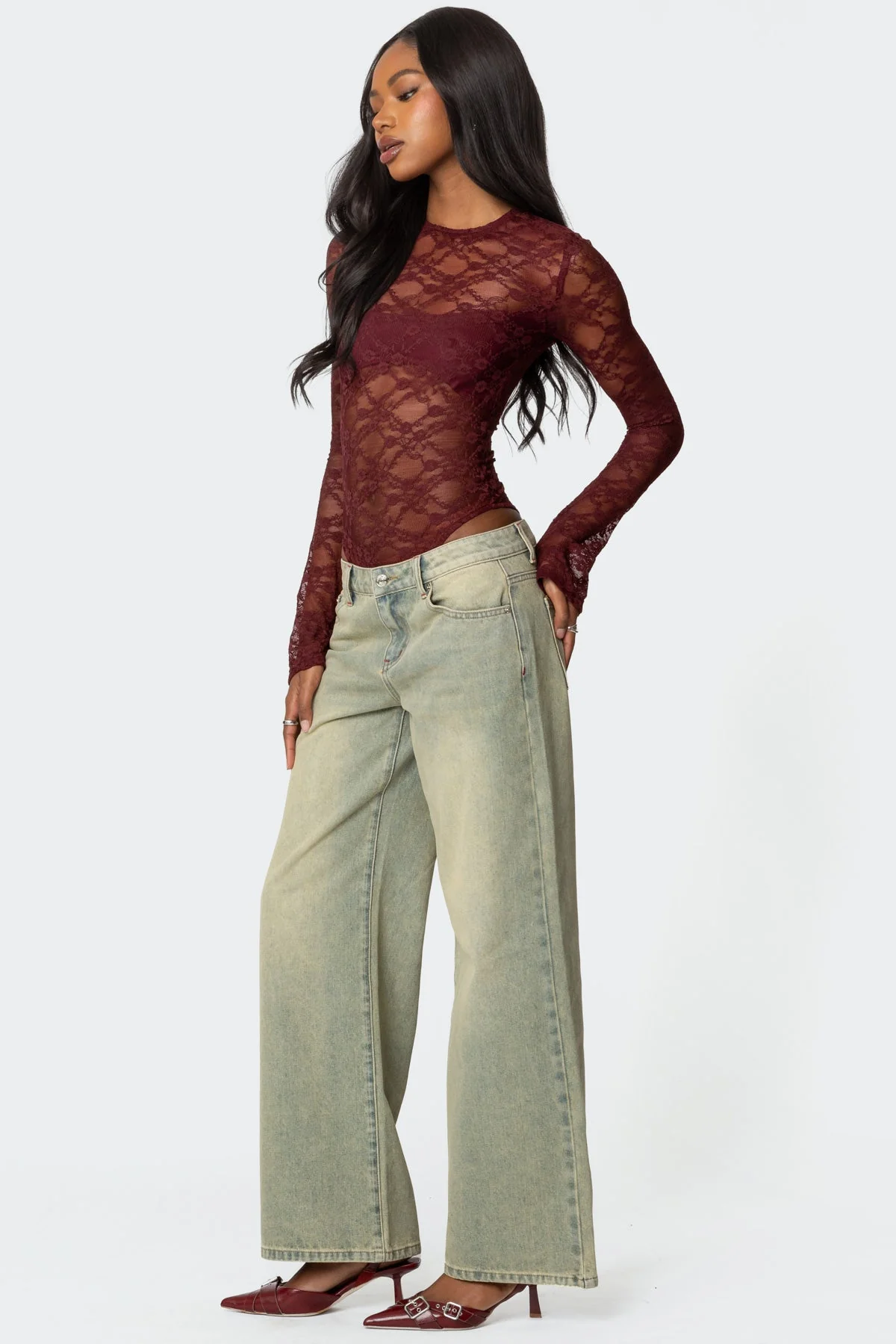 Colette Sheer Lace Bodysuit - Image 4