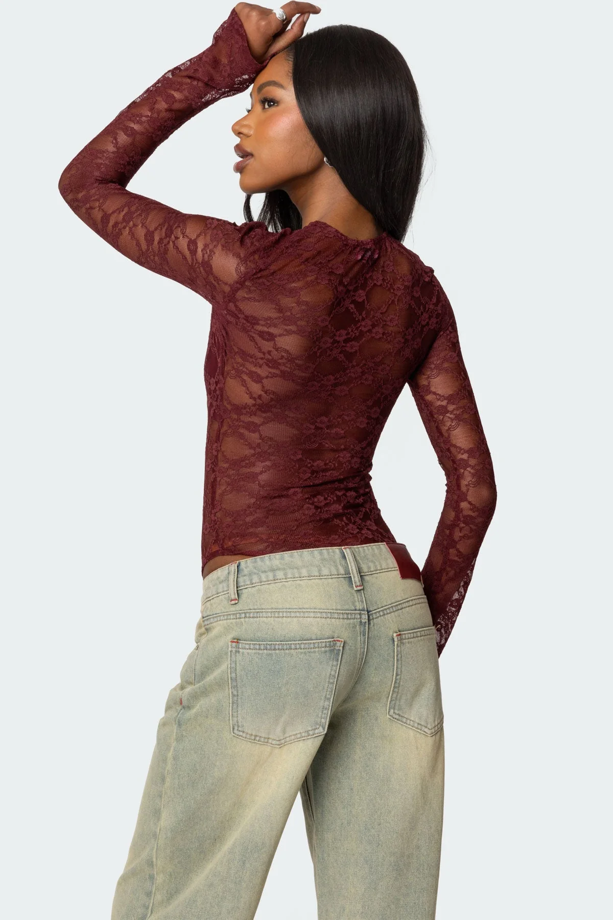 Colette Sheer Lace Bodysuit - Image 5