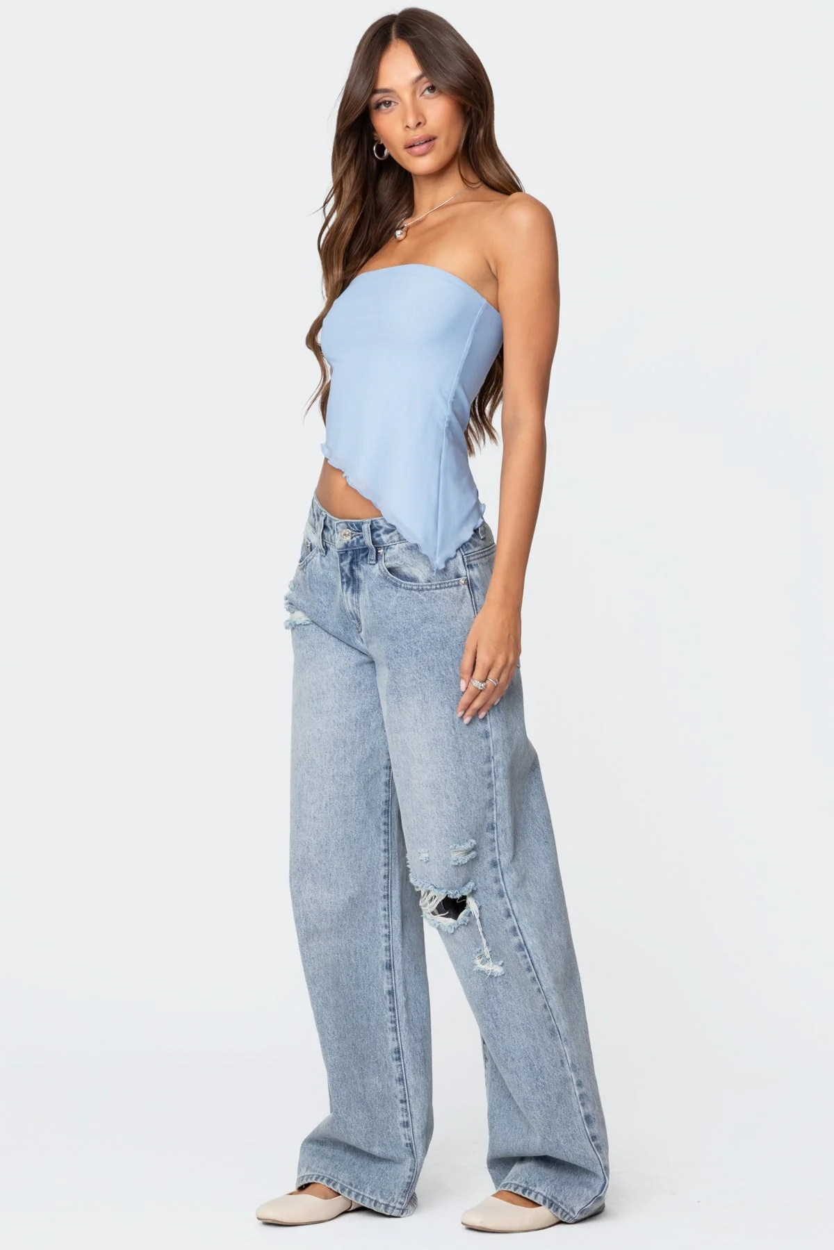 Vivi Mesh Asymmetric Tube Top - Image 2