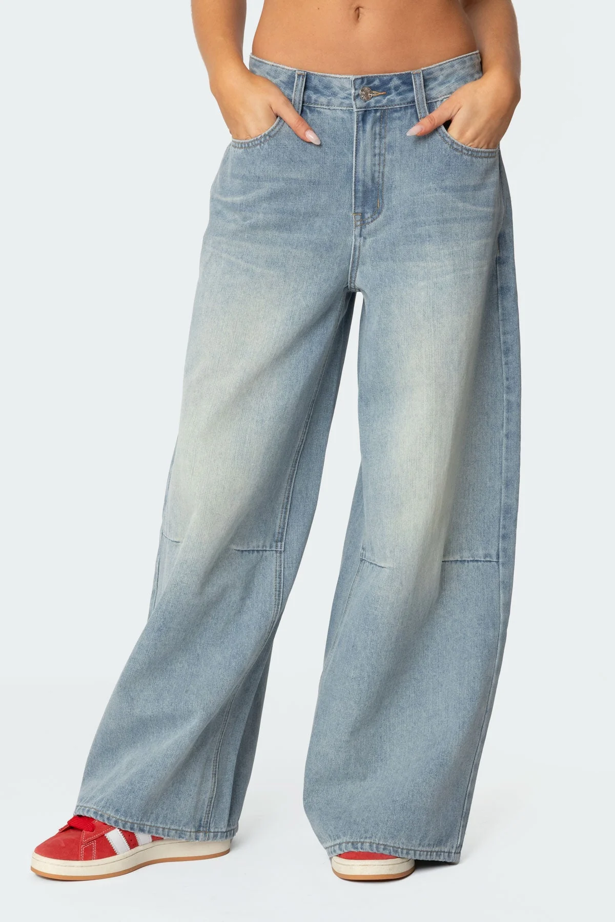 Skater Girl Washed Low Rise Baggy Jeans - Image 2