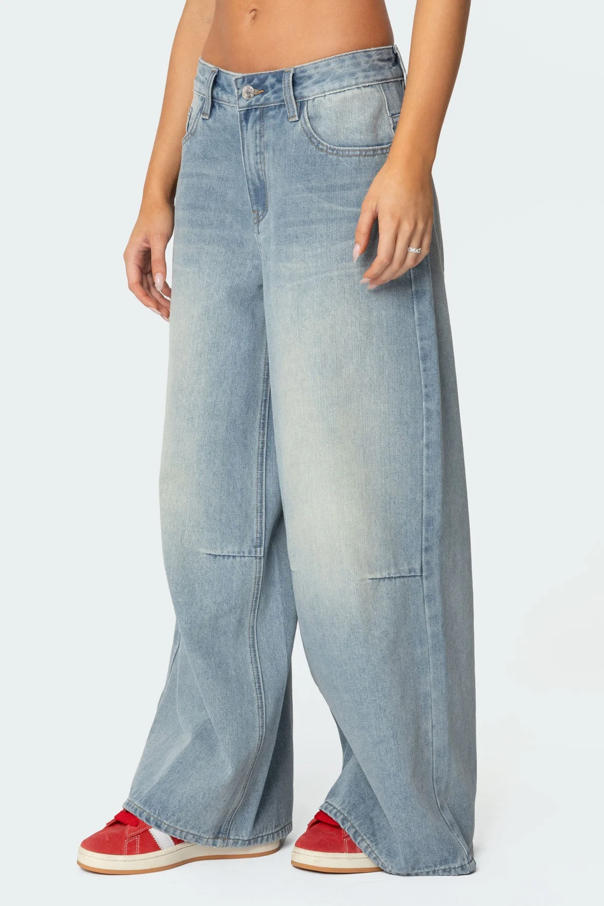 Skater Girl Washed Low Rise Baggy Jeans - Image 3