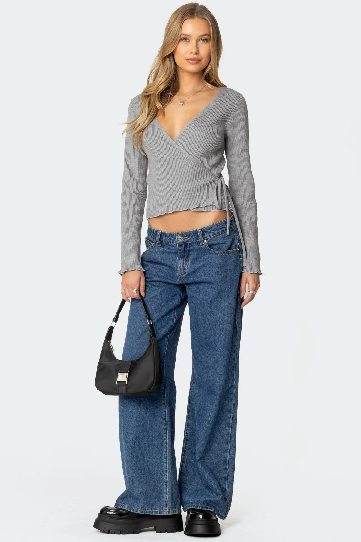 Paden Ribbed Knit Wrap Top - Image 2
