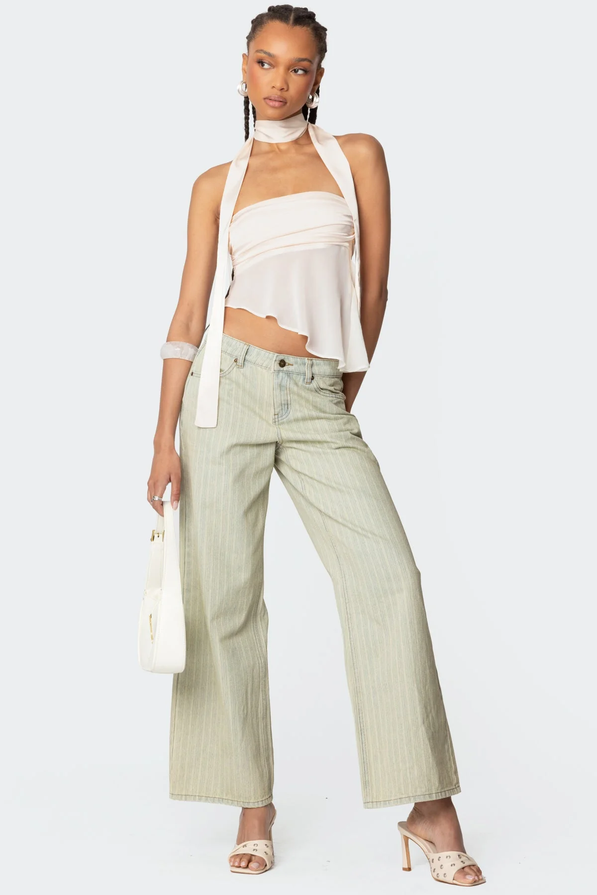 Asymmetric Two Piece Scarf Top - Image 2