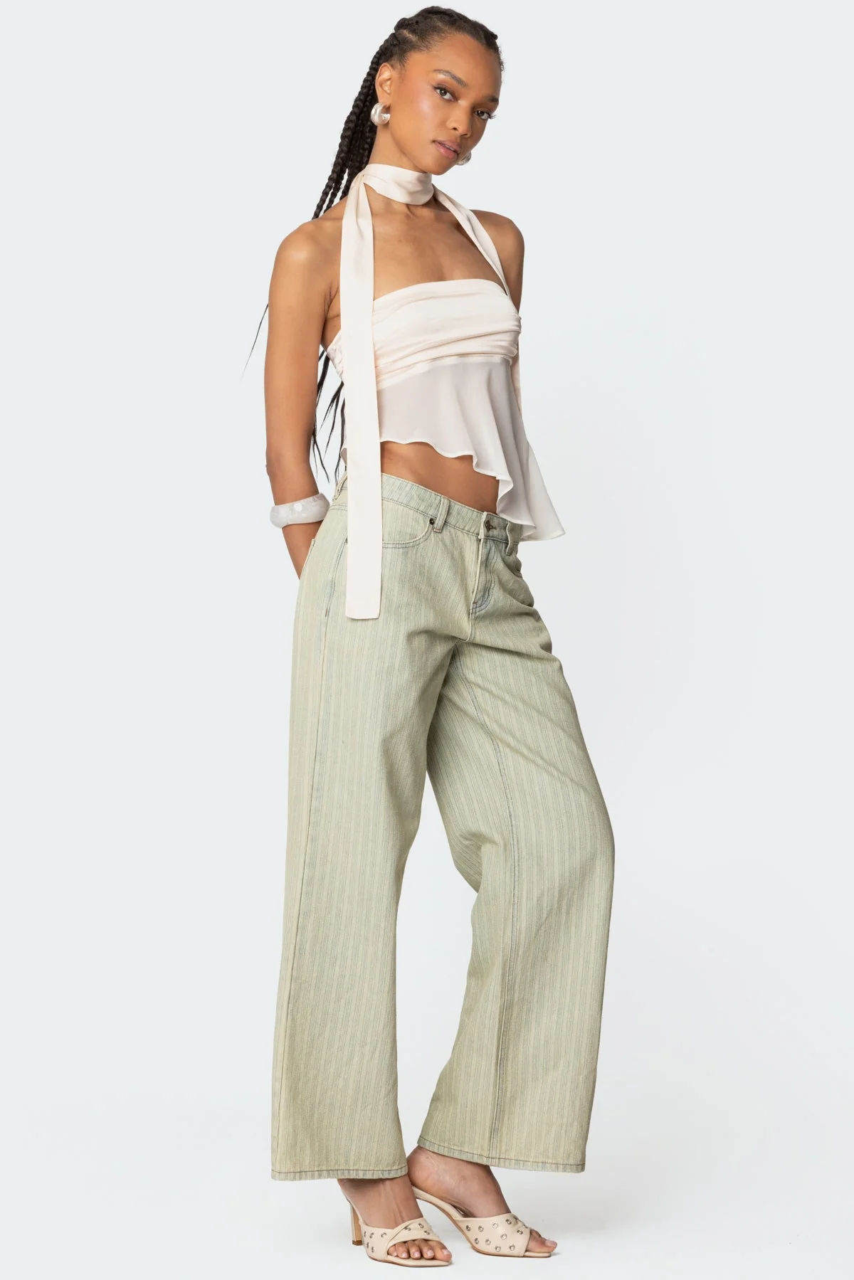 Asymmetric Two Piece Scarf Top - Image 5