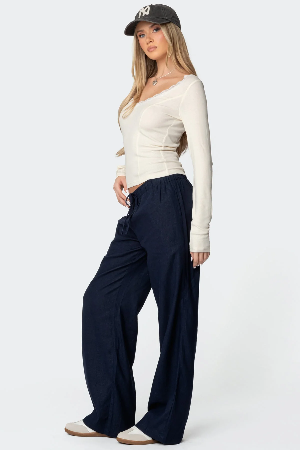 Yasmine Linen Look Trousers - Image 3