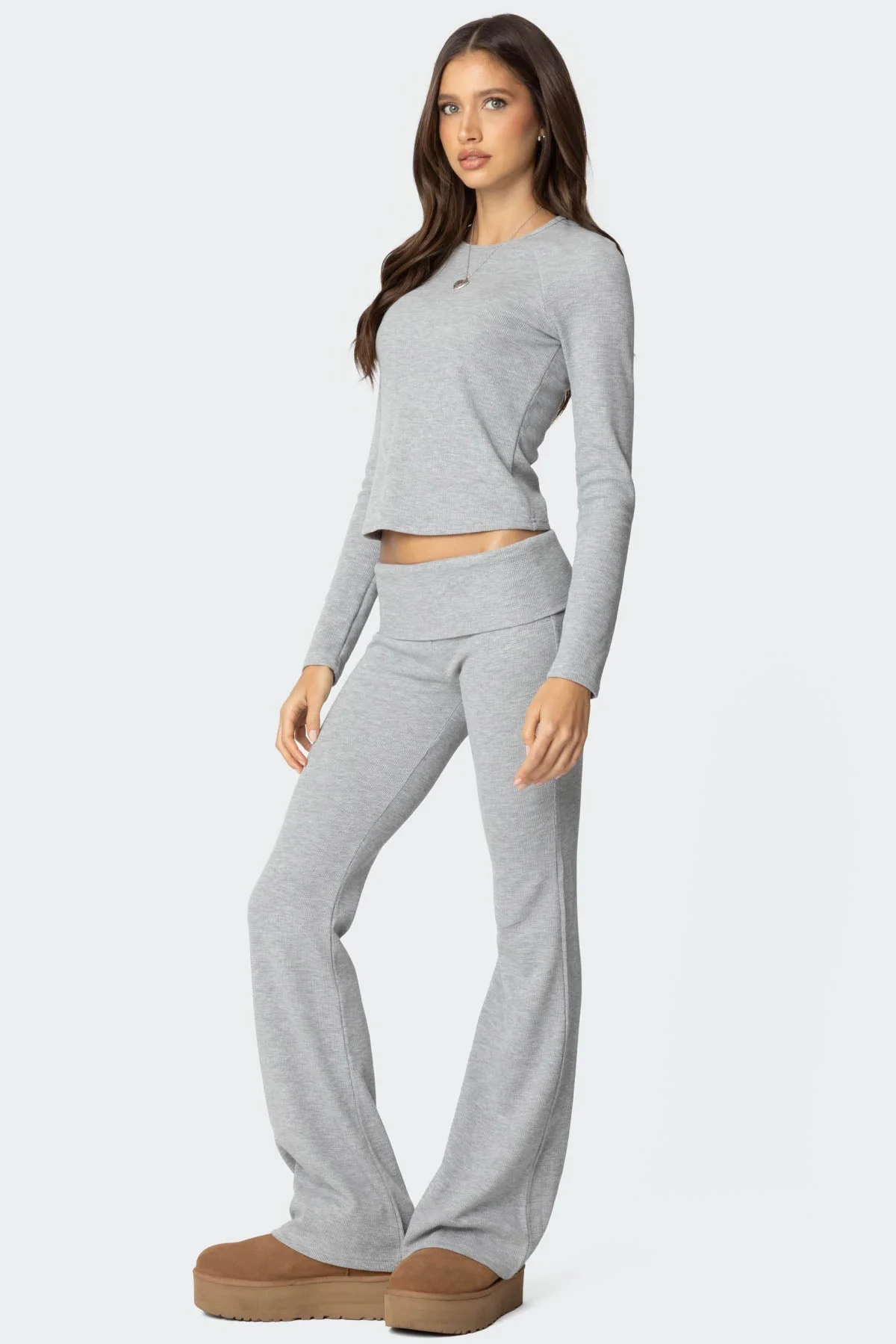 Sab Fold Over Waffle Knit Trousers - Image 4