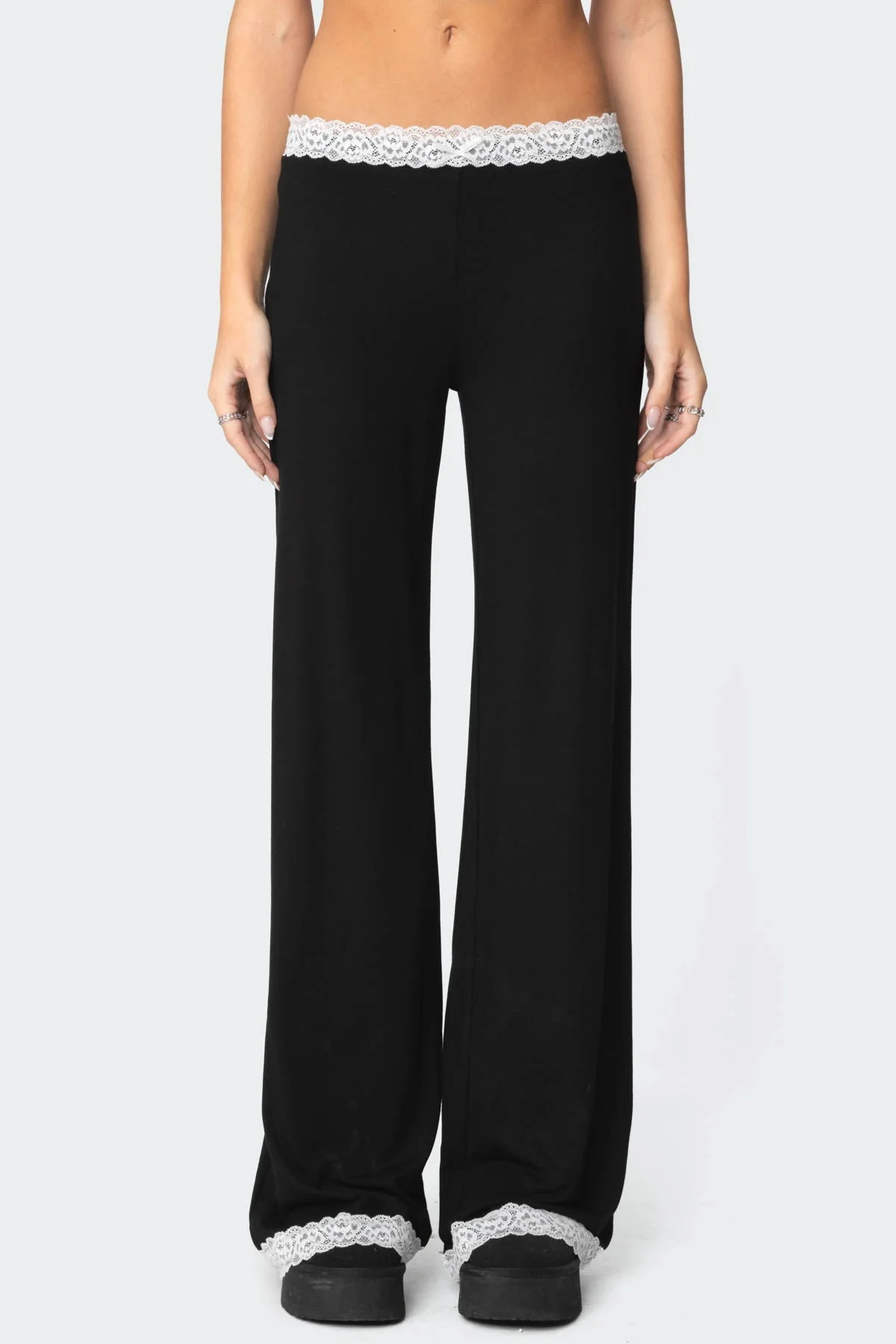 Domino Contrast Lace Trim Trousers - Image 2