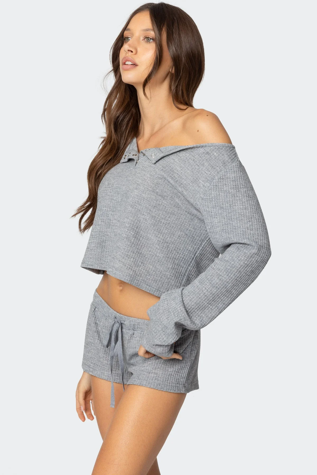 Teddy Cropped Waffle Top - Image 3