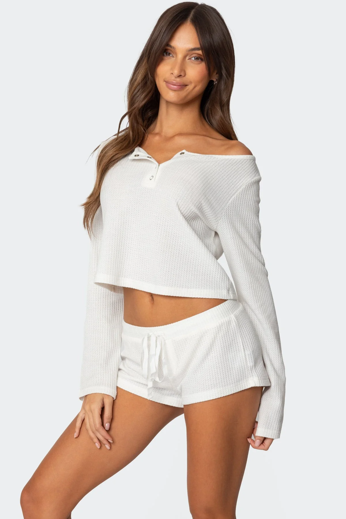 Teddy Cropped Waffle Top - Image 3