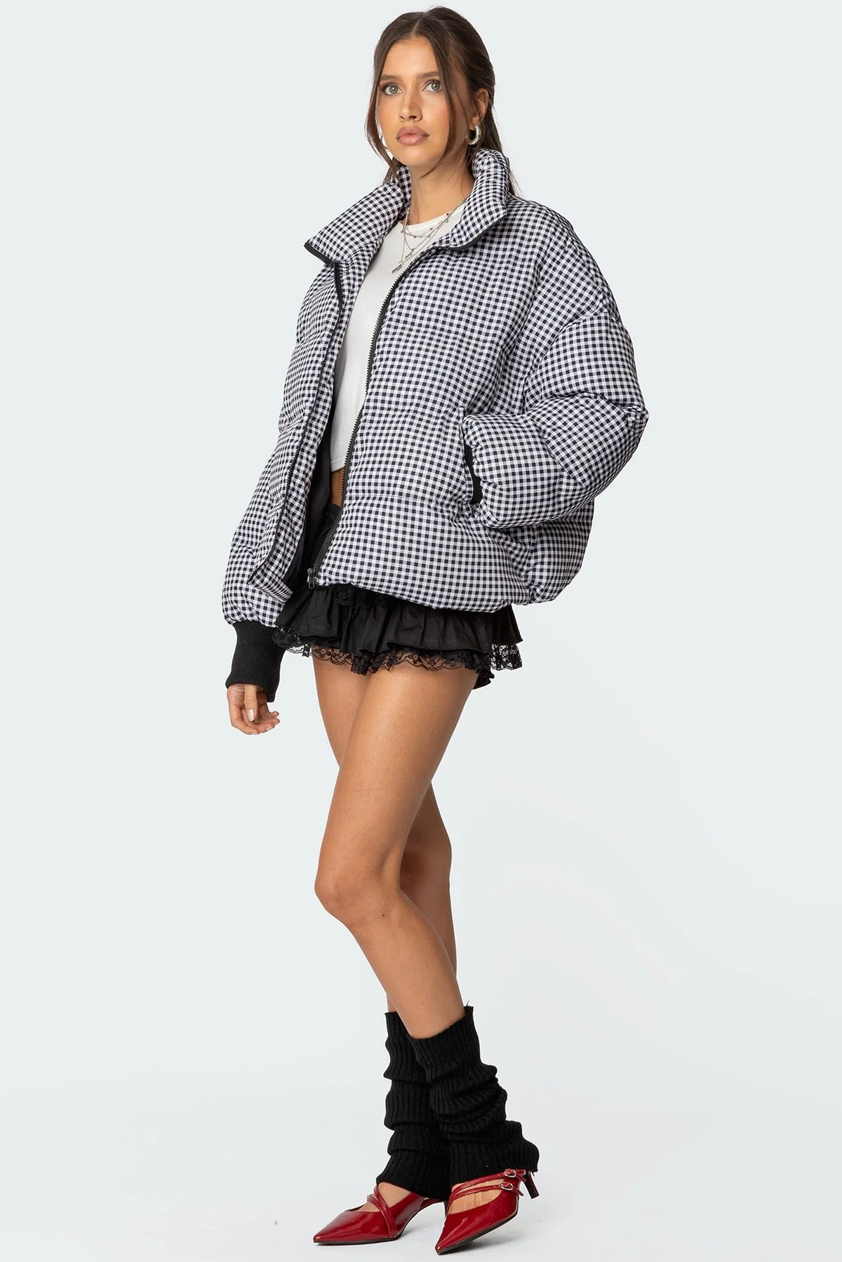 Oversized Gingham Puffer - Image 3