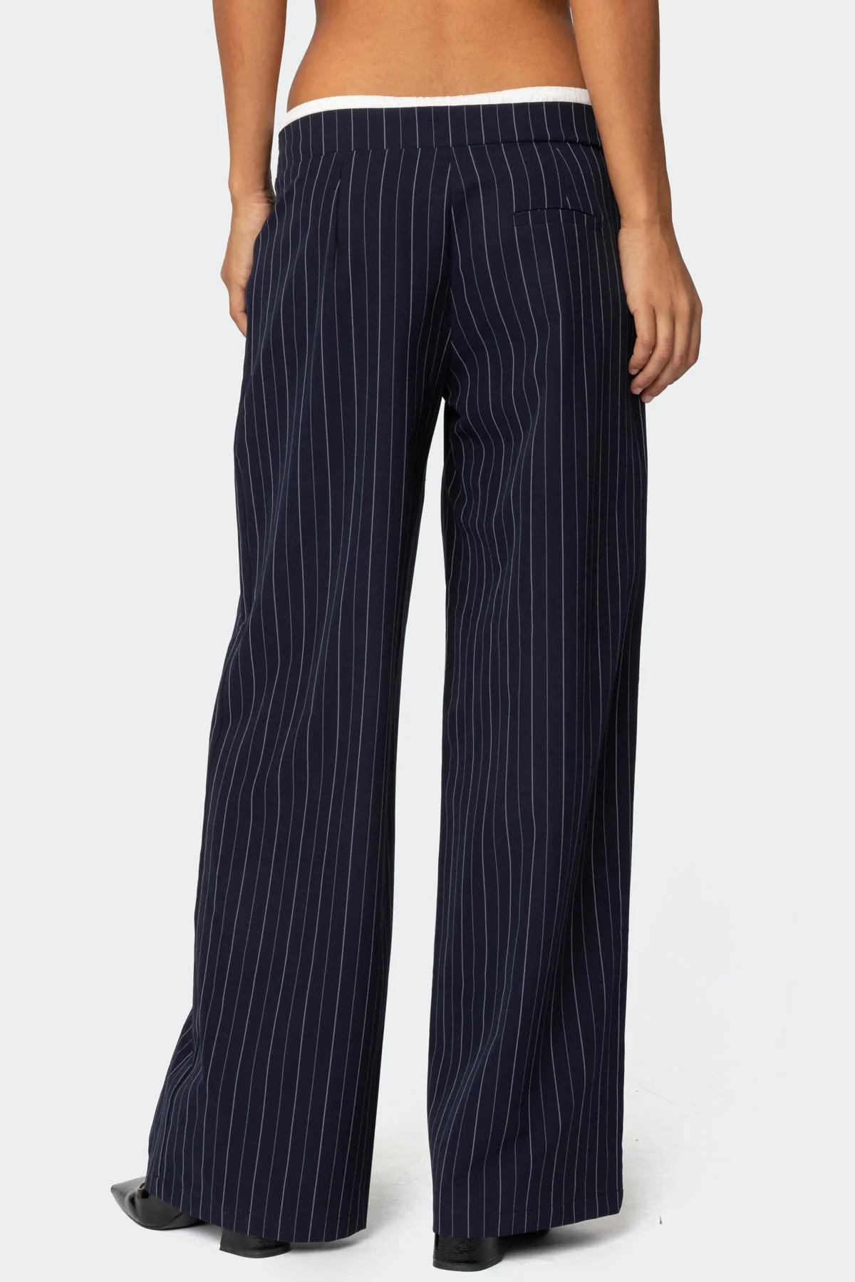 Pinstripe Peekaboo Drawstring Trousers - Image 5