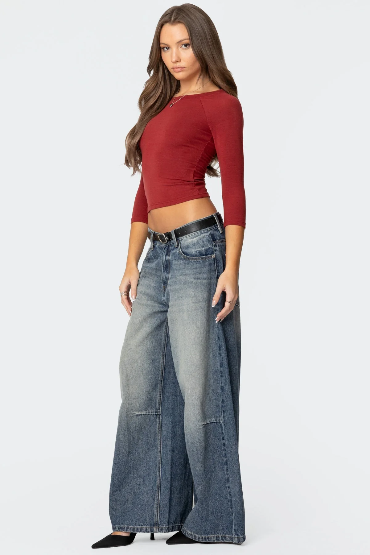 Mary Quarter Sleeve Wide Neck Top - Image 3