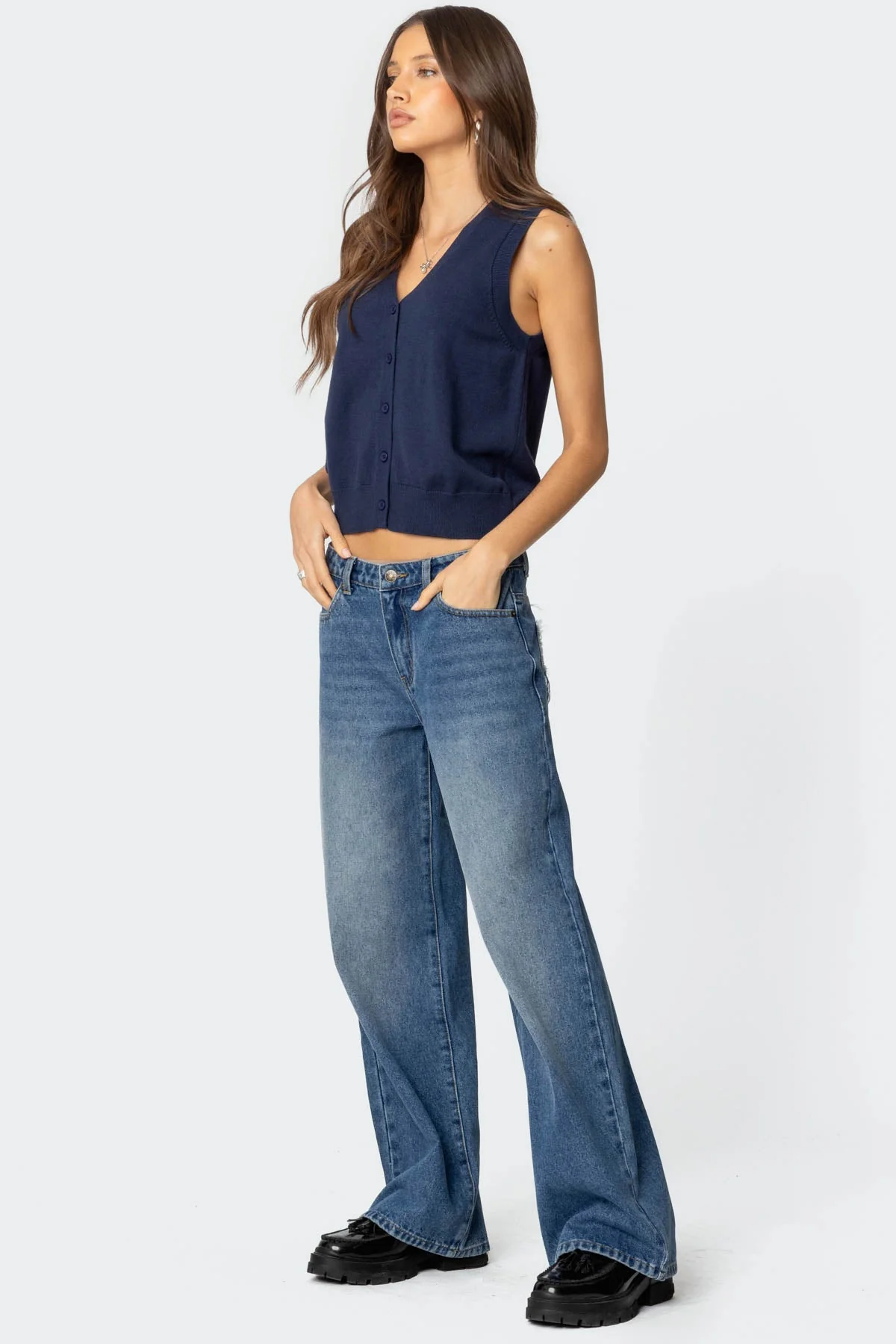Cam Button Up Knit Tank Top - Image 4