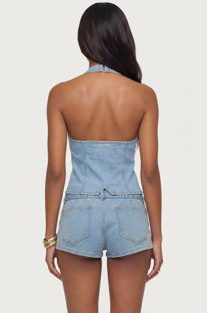 Ciel Split Front Denim Halter Top - Image 5