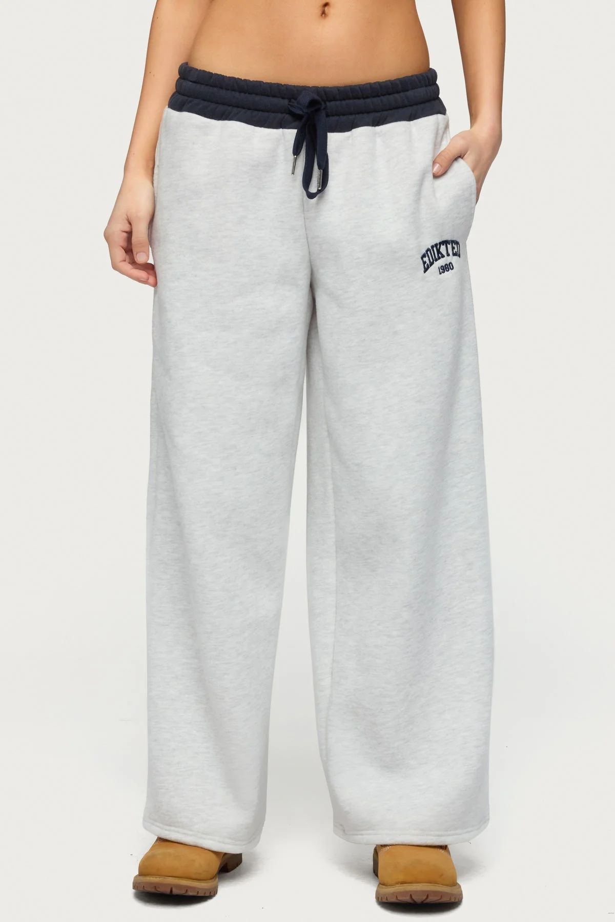 Petite Edikted Contrast Embroidered Joggers - Image 2