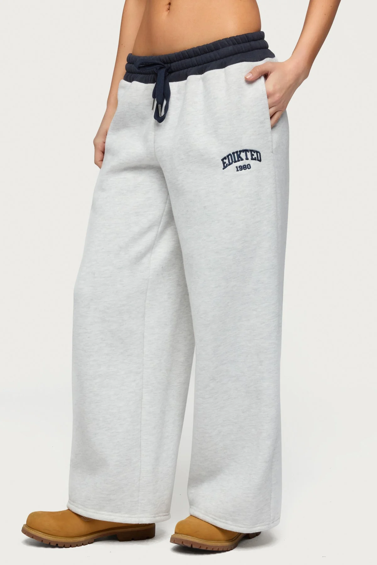 Petite Edikted Contrast Embroidered Joggers - Image 3