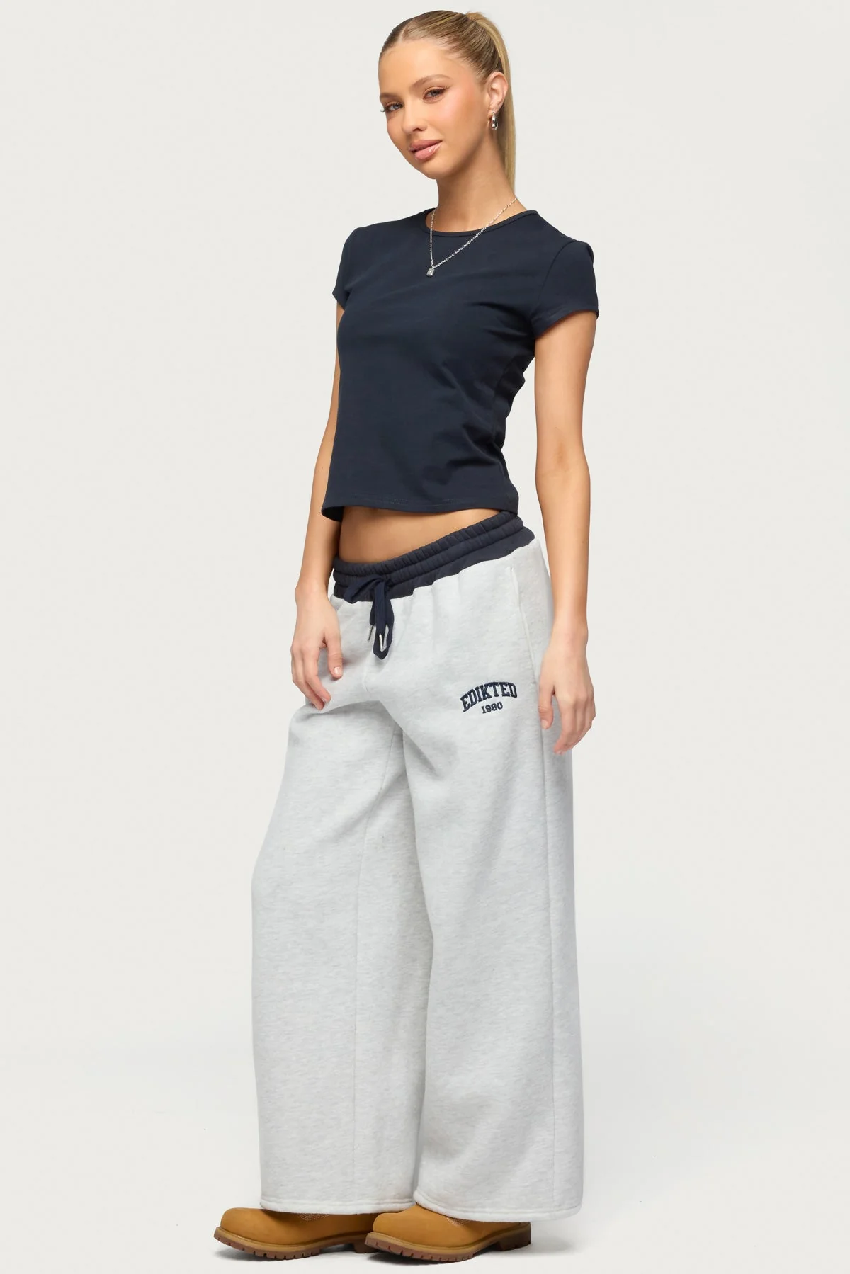 Petite Edikted Contrast Embroidered Joggers - Image 5