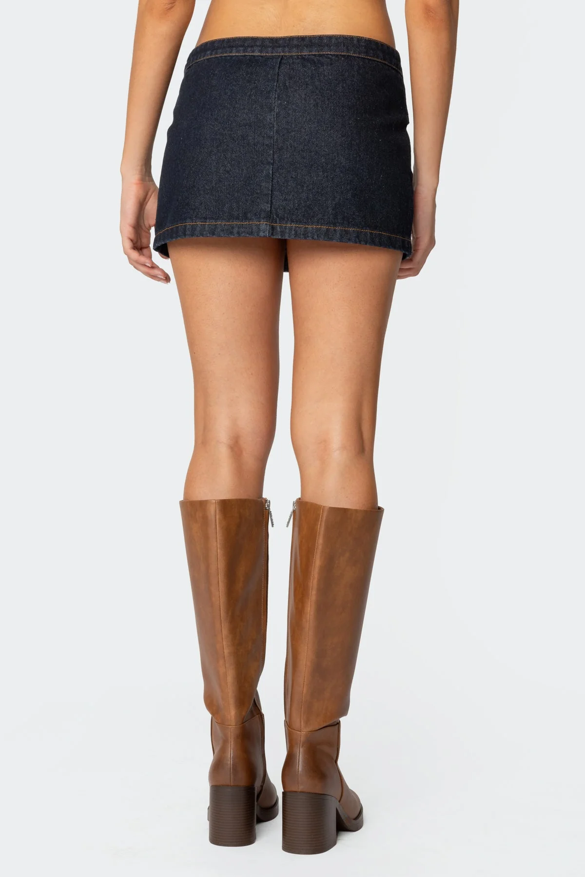 Keira Buckled Denim Mini Skirt - Image 5