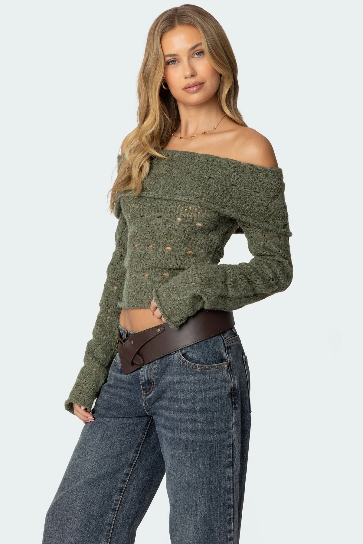 Kenna Fold Over Knit Top - Image 3