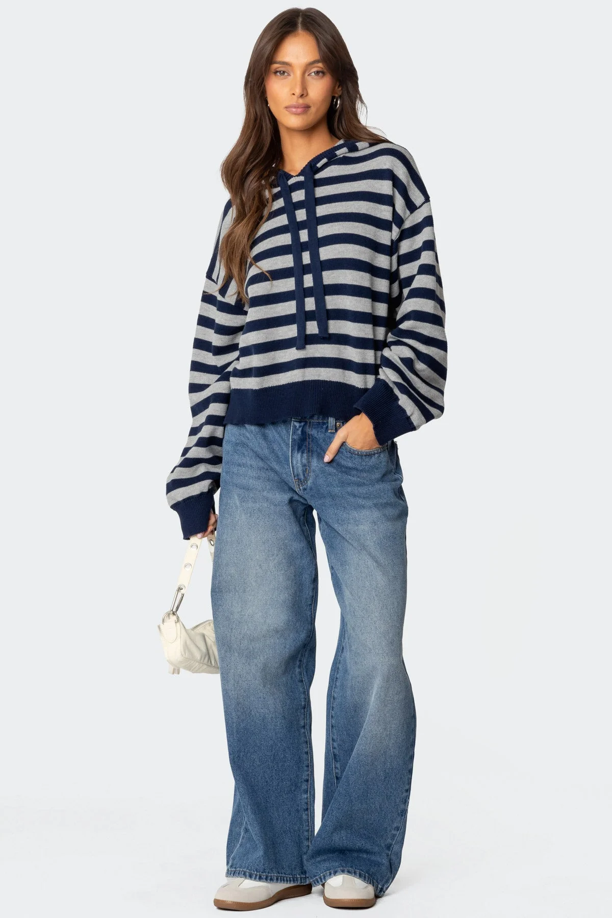 Striped Hooded Knit Sweater - Image 2