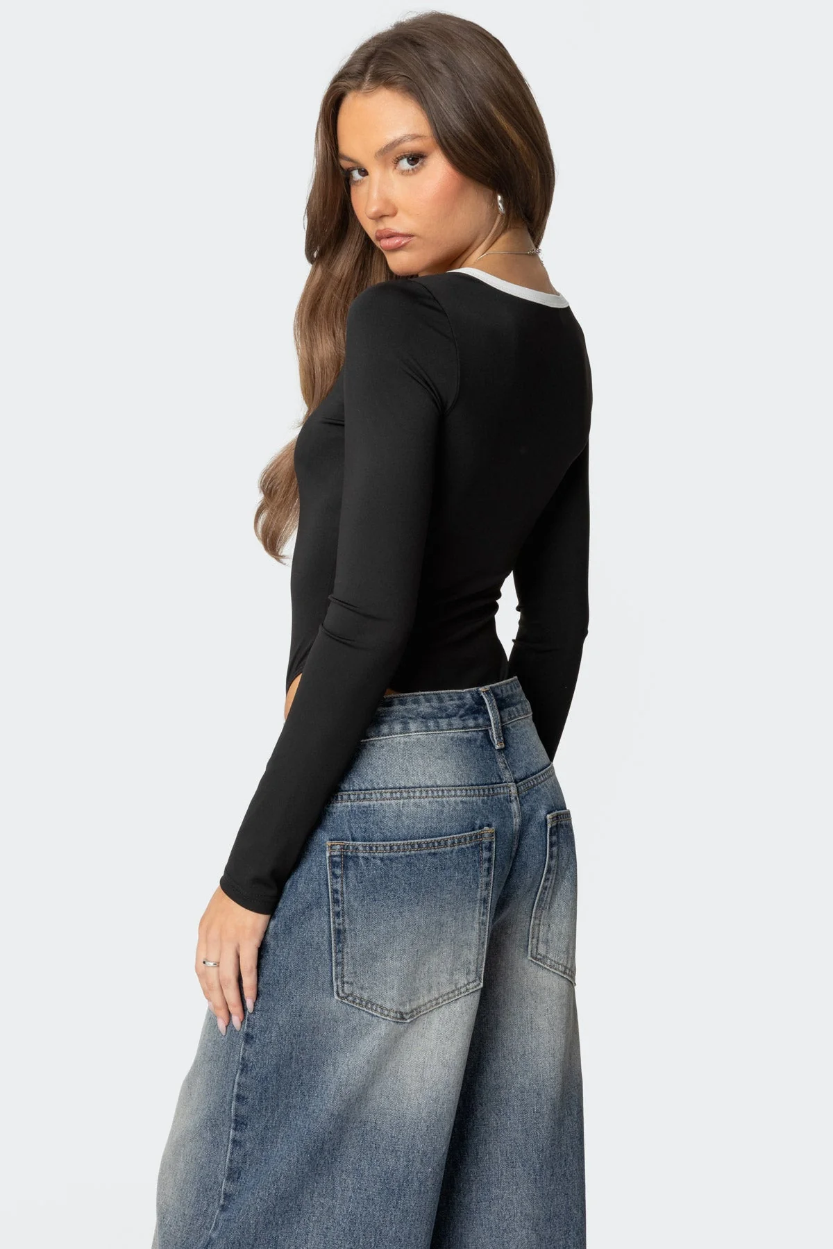 Contrast Scoop Neck Bodysuit - Image 5