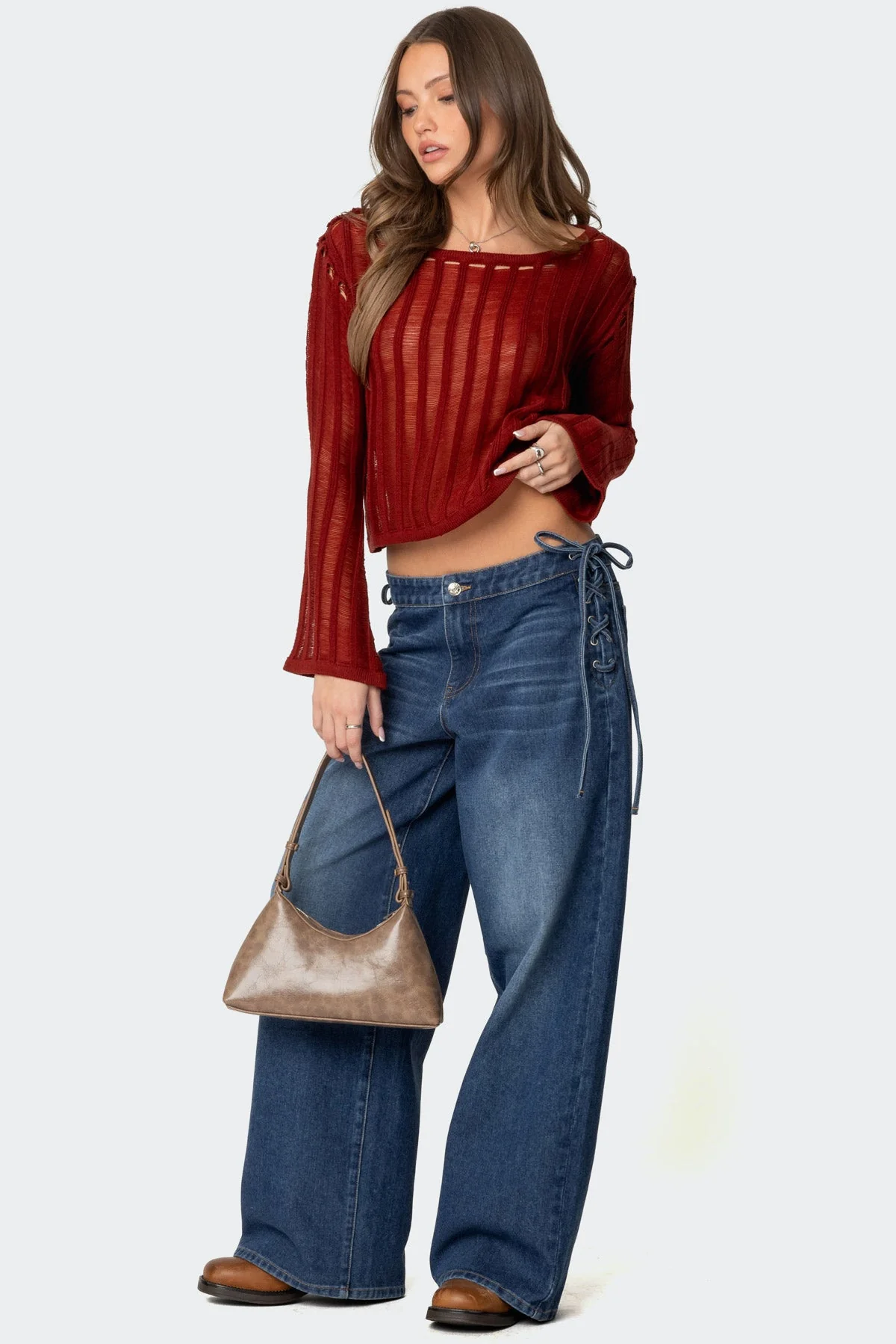 Sagir Sheer Ladder Knit Top - Image 4