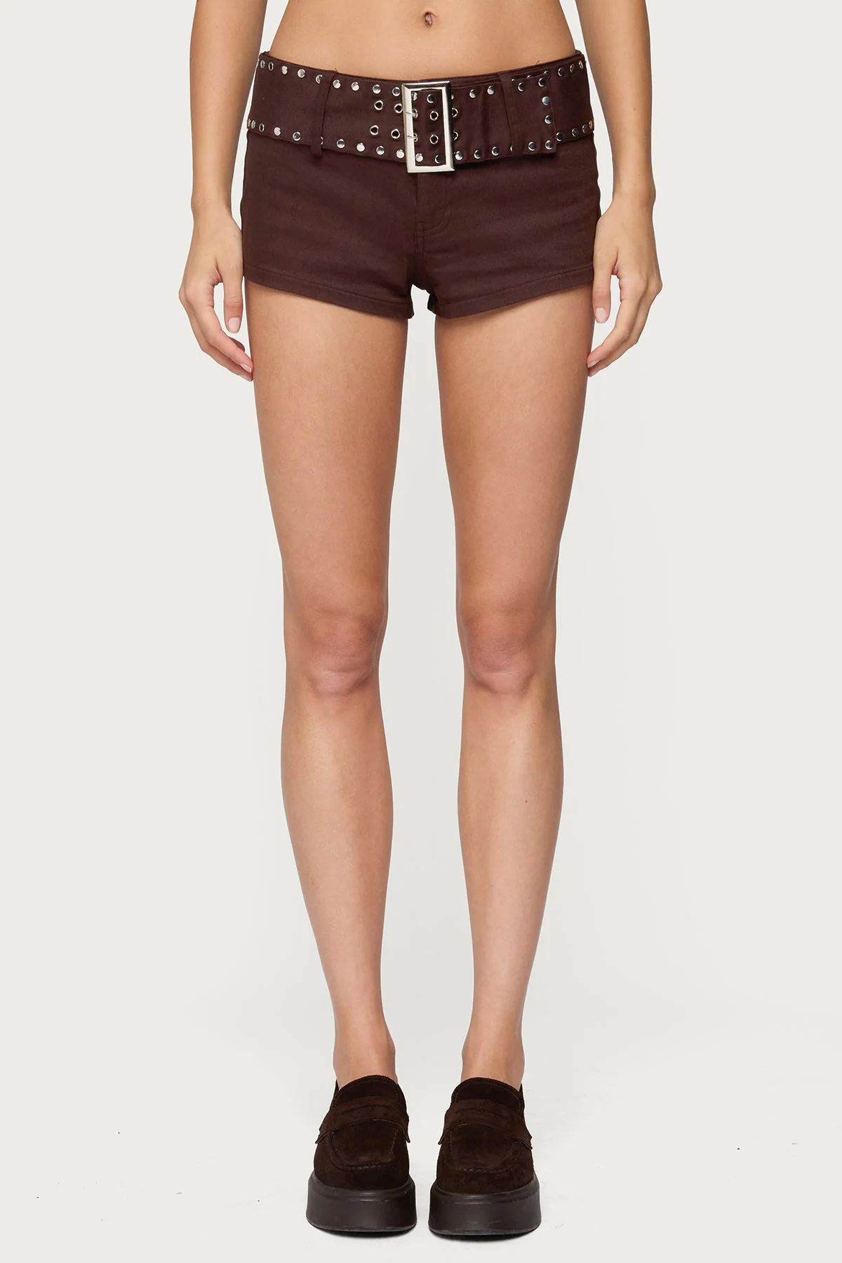 Studded Belt Denim Micro Shorts - Image 3