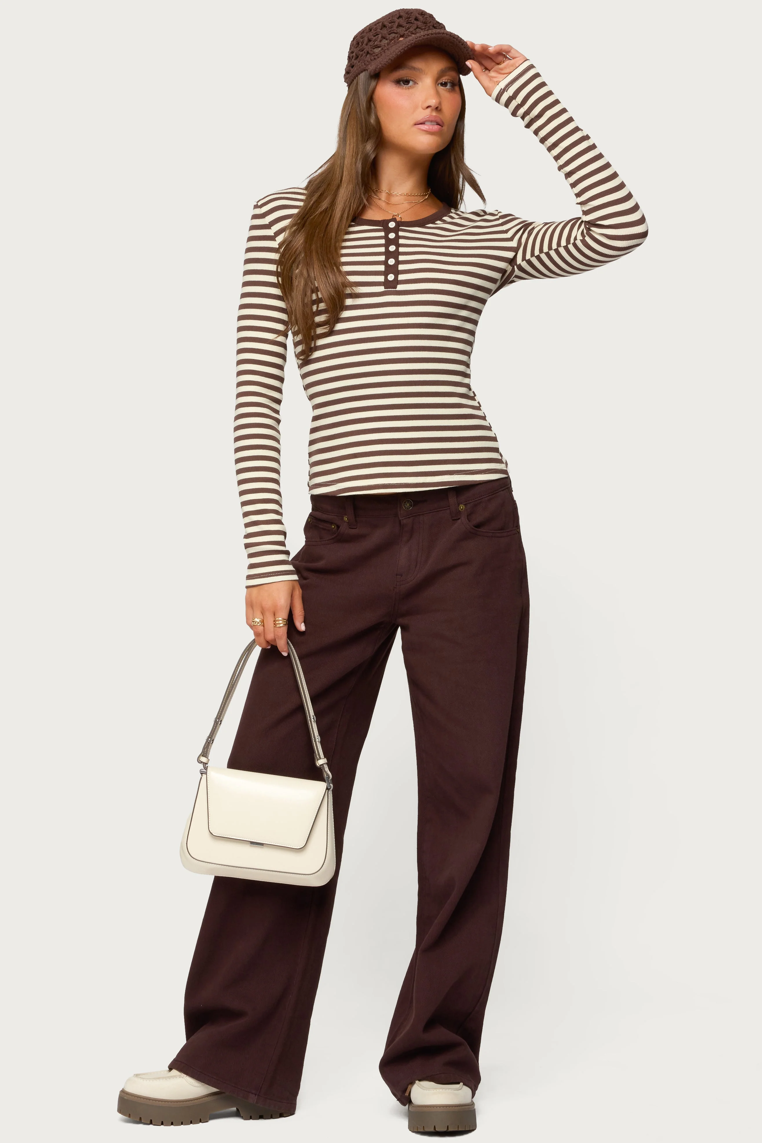 Roma Striped Henley Top - Image 3