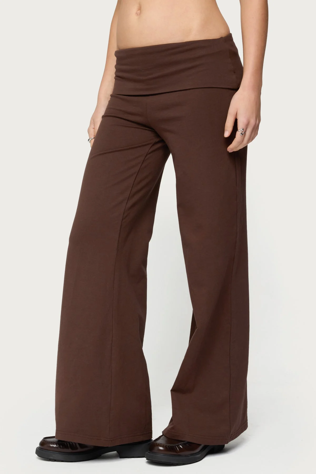 Petite Wide Leg Fold Over Trousers - Image 4