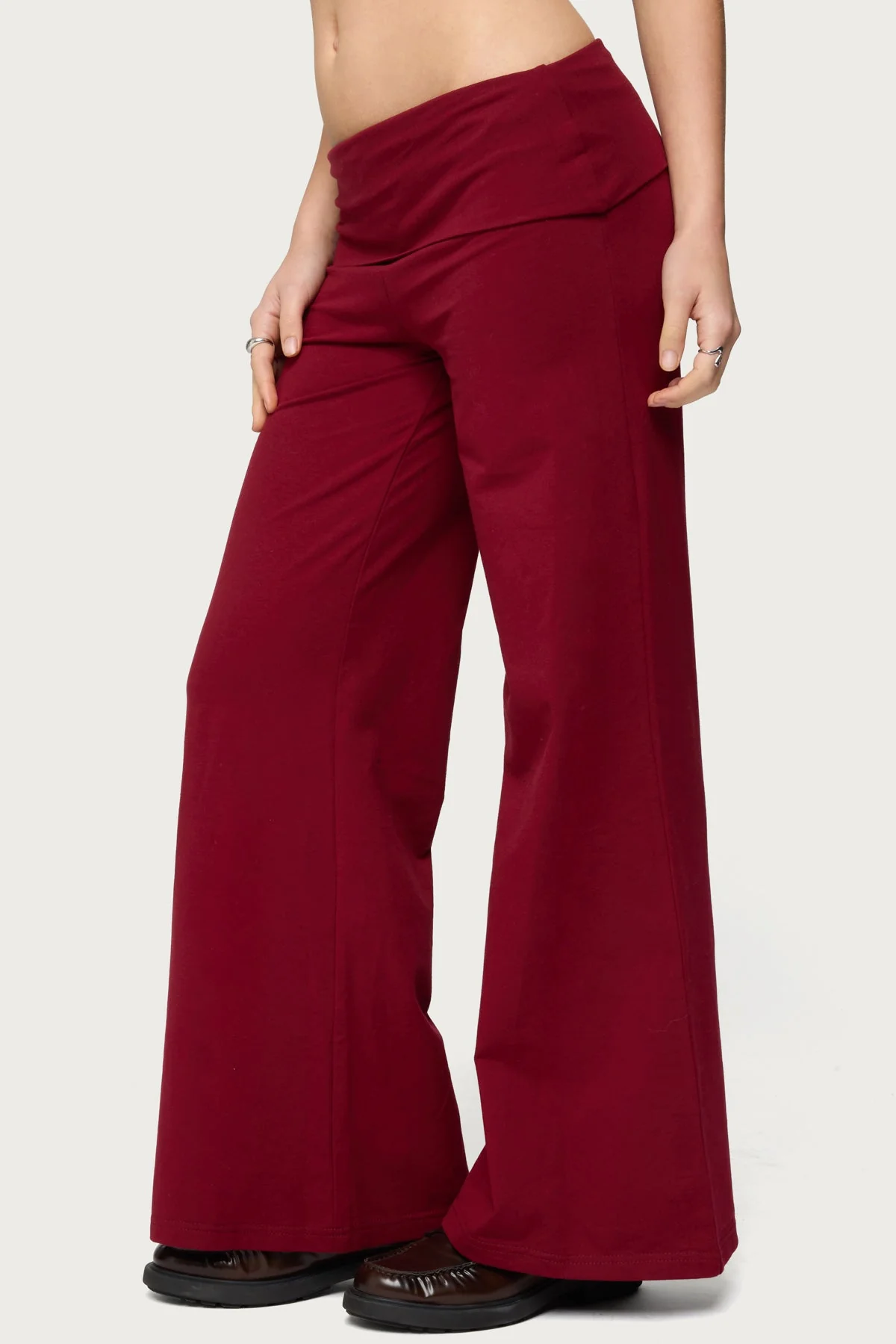 Petite Wide Leg Fold Over Trousers - Image 4