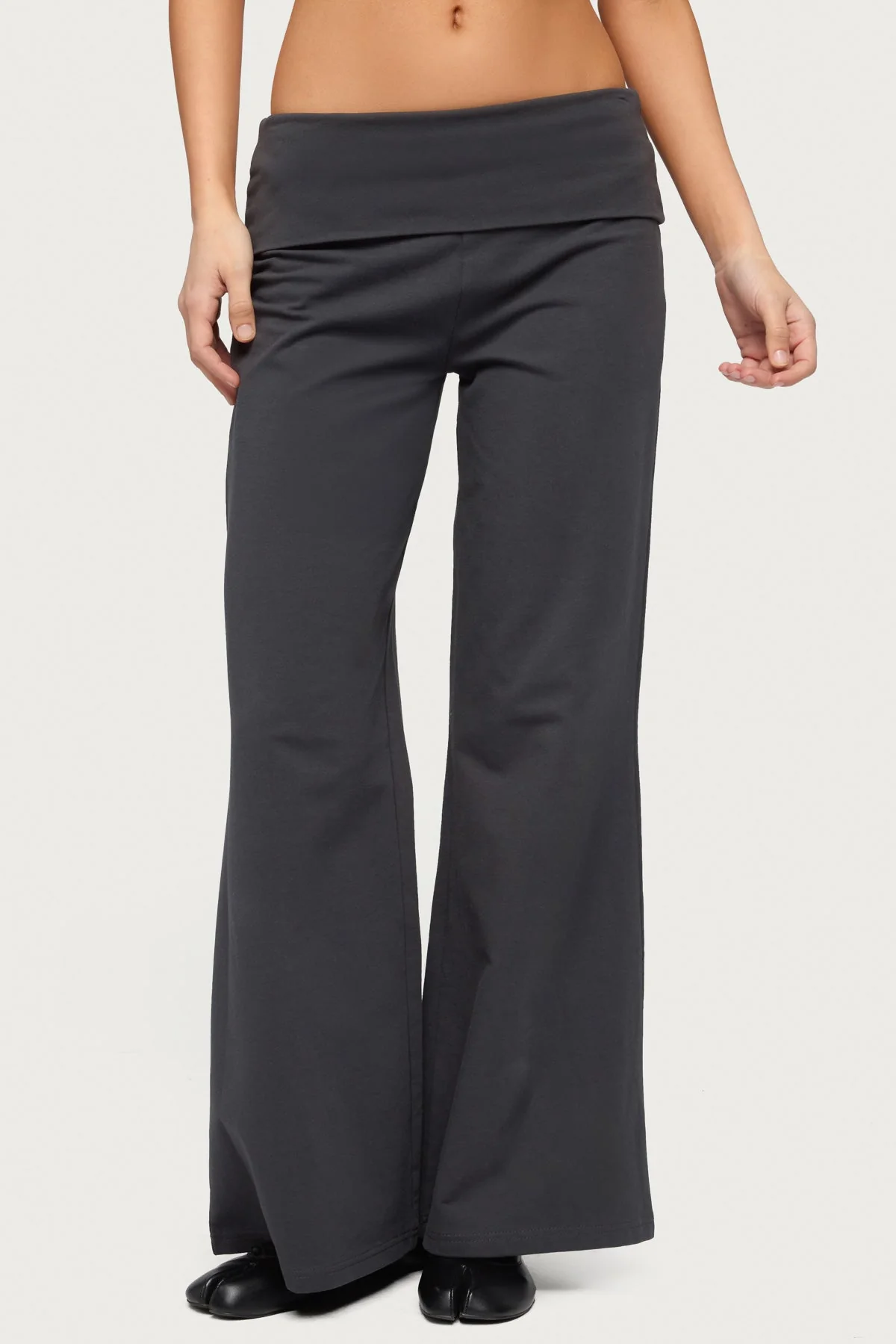 Petite Wide Leg Fold Over Trousers - Image 2