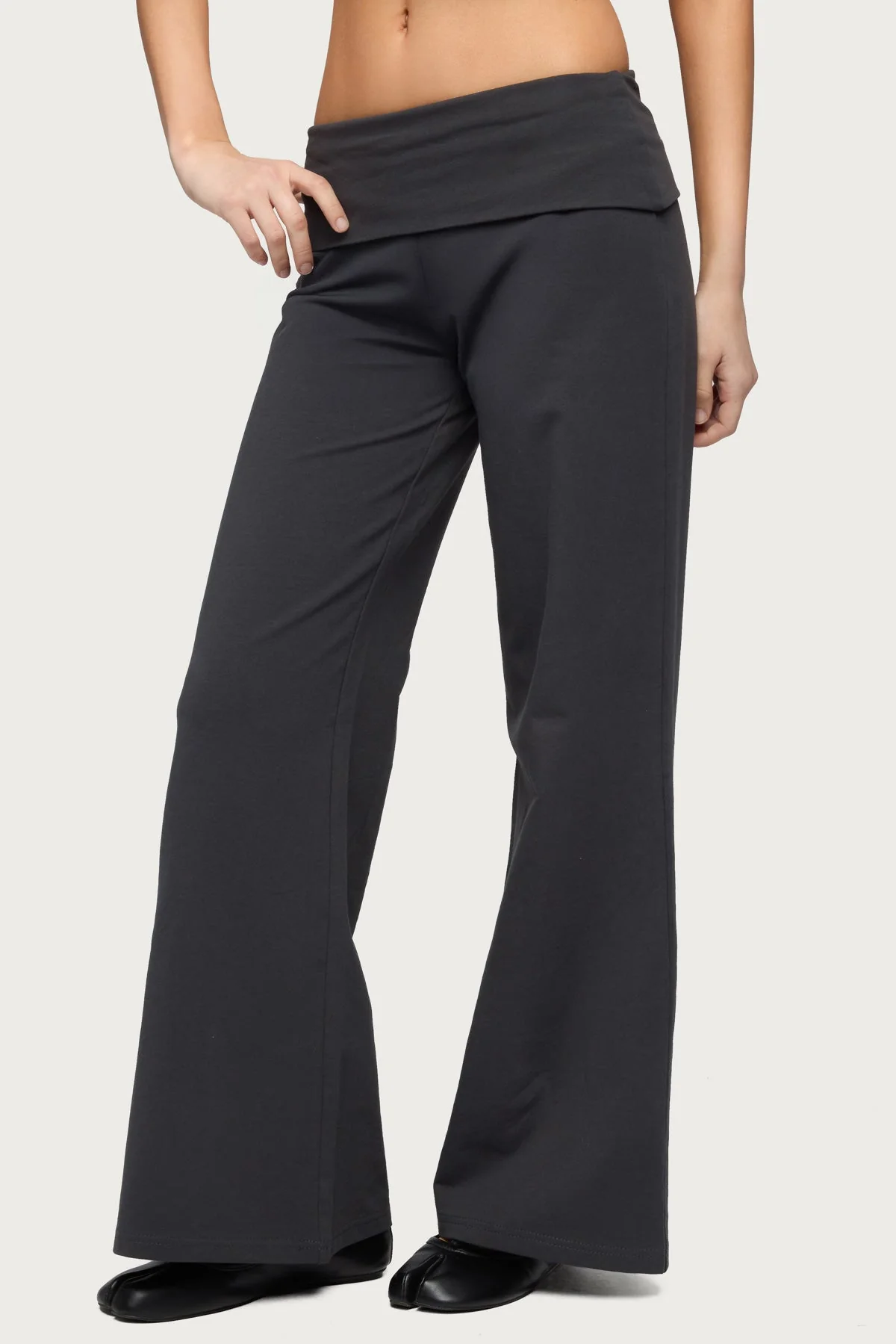 Petite Wide Leg Fold Over Trousers - Image 3