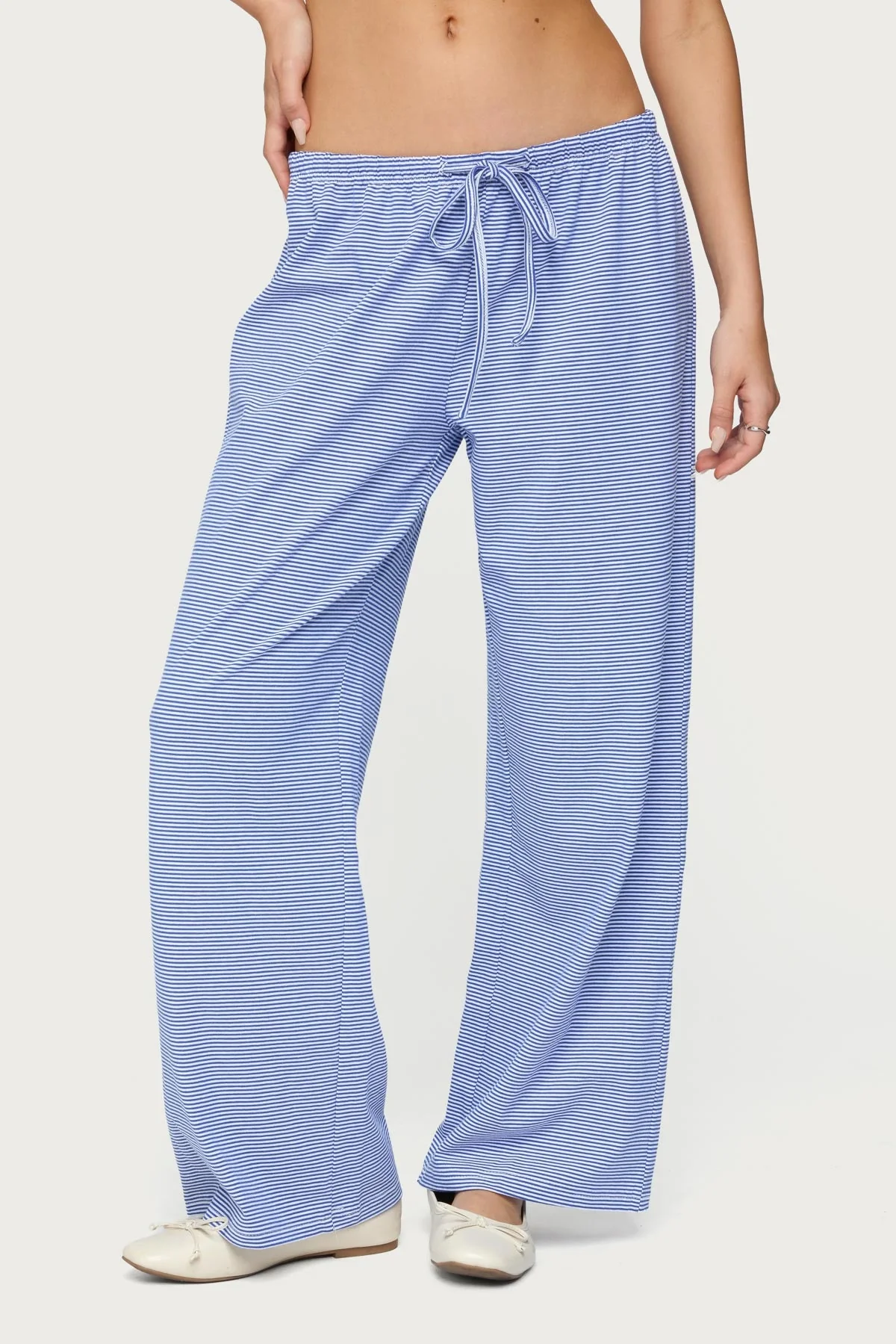 Petite Olivia Striped Loose Fit Trousers - Image 2