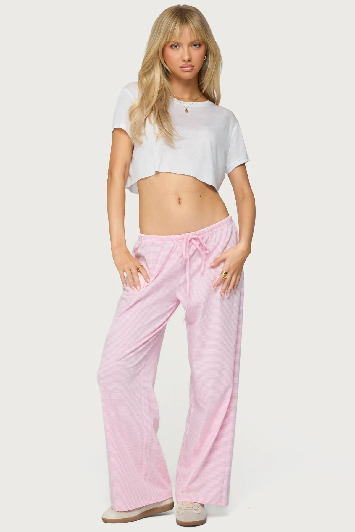 Petite Olivia Striped Loose Fit Trousers - Image 6
