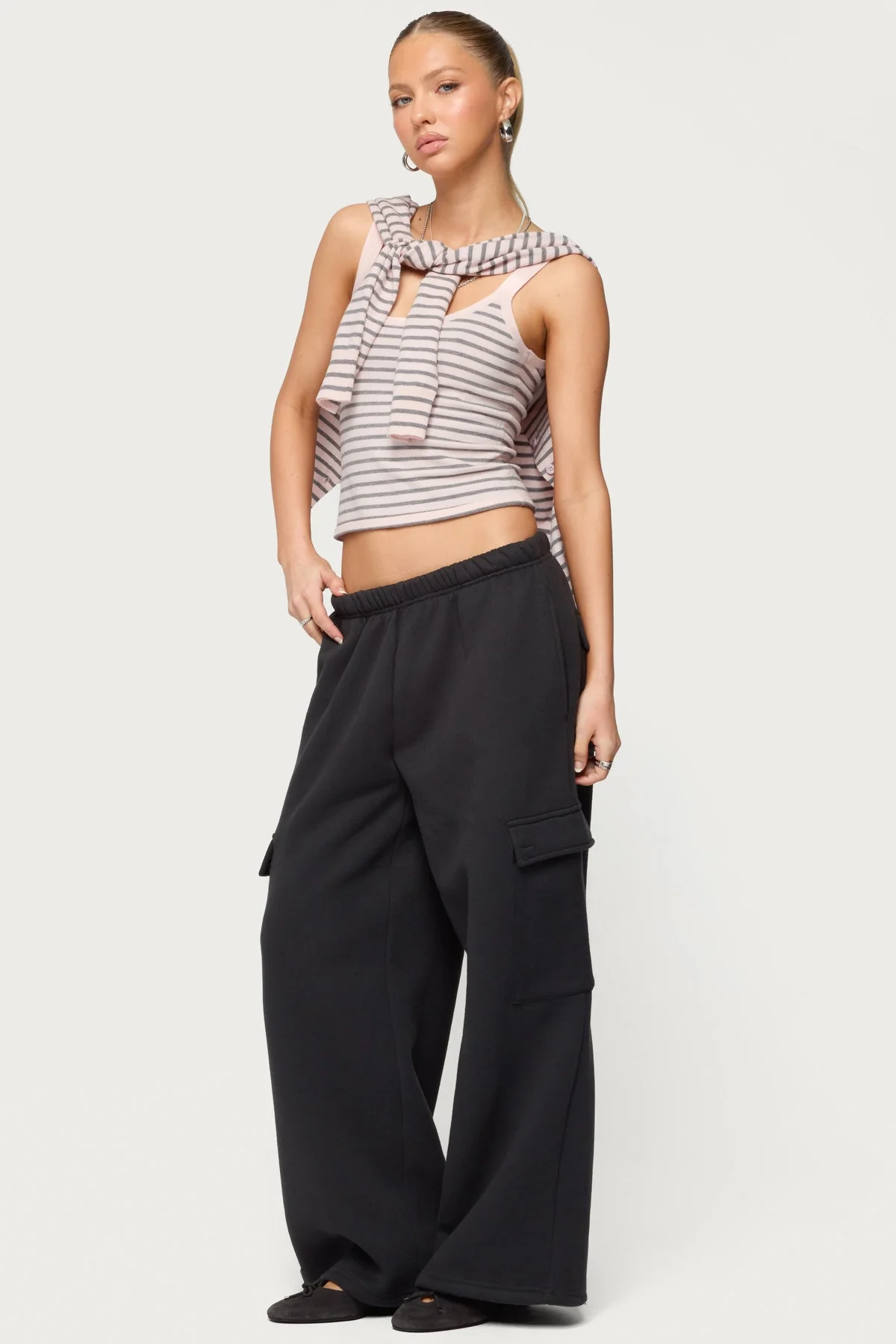 Petite Wide Leg Cargo Joggers - Image 3