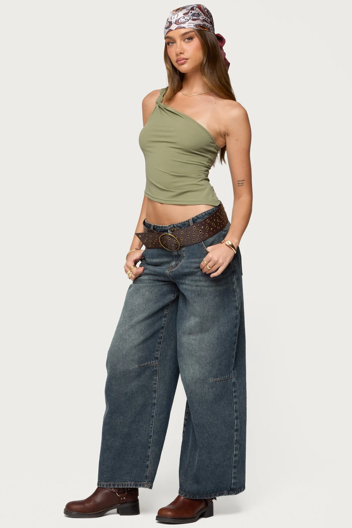 Knotted One Shoulder Asymmetric Top - Image 4