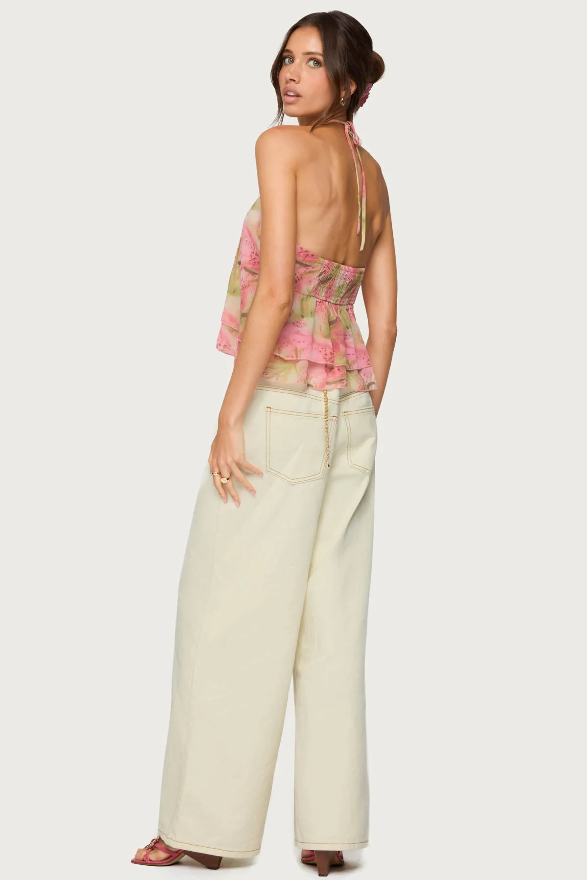 Dragon Lily Layered Chiffon Halter Top - Image 2