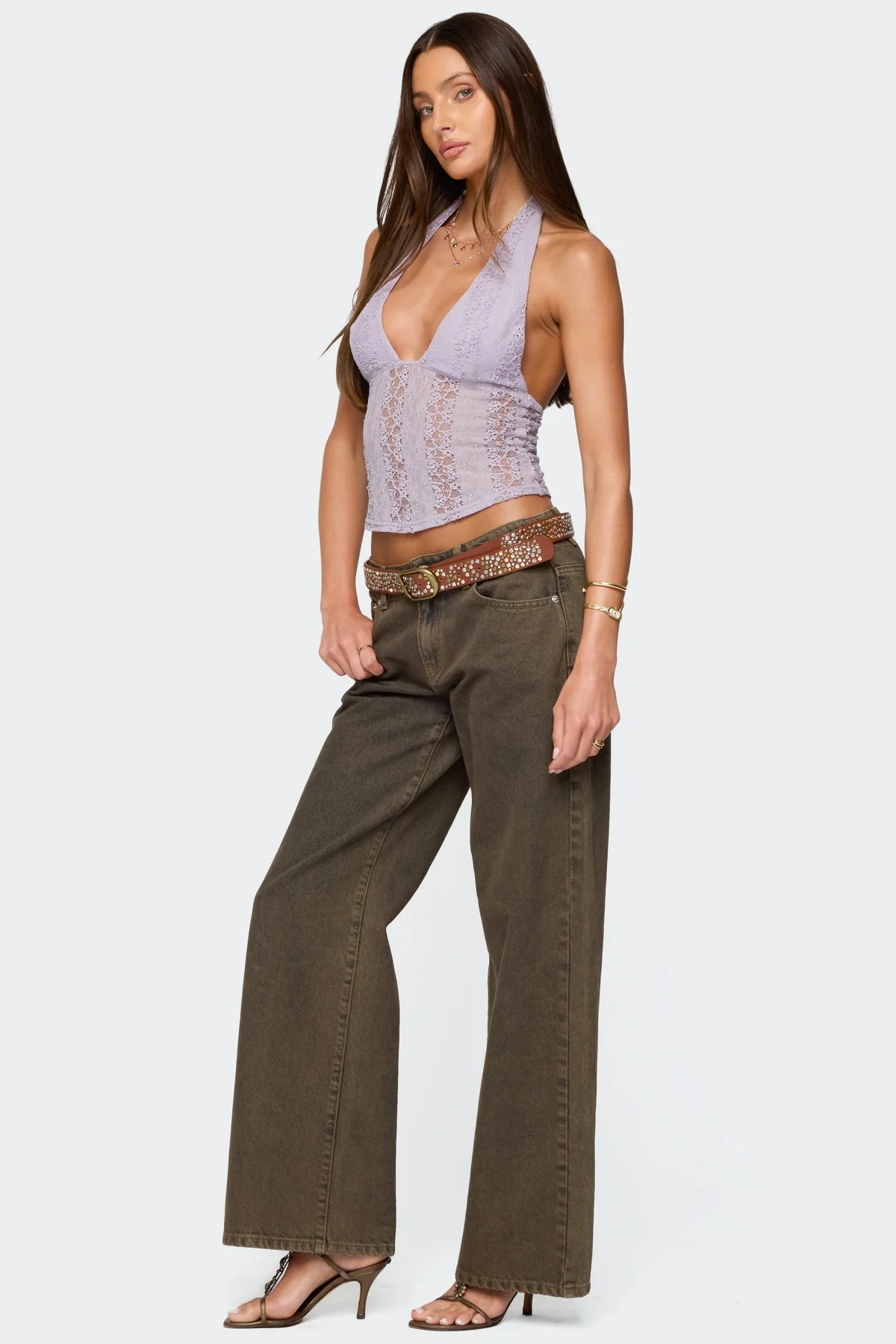 Naya Textured Sheer Lace Halter Top - Image 4